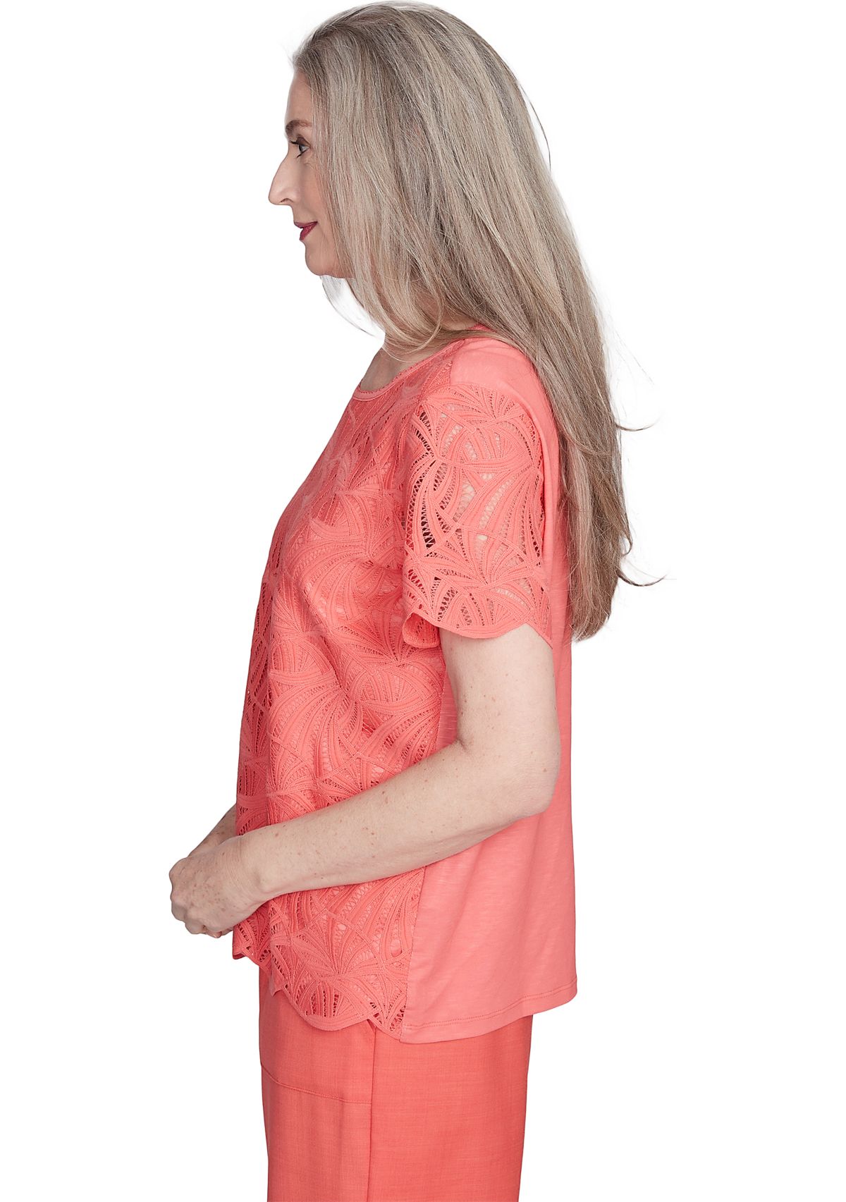 Petite Catalina Island Lace Texture Top