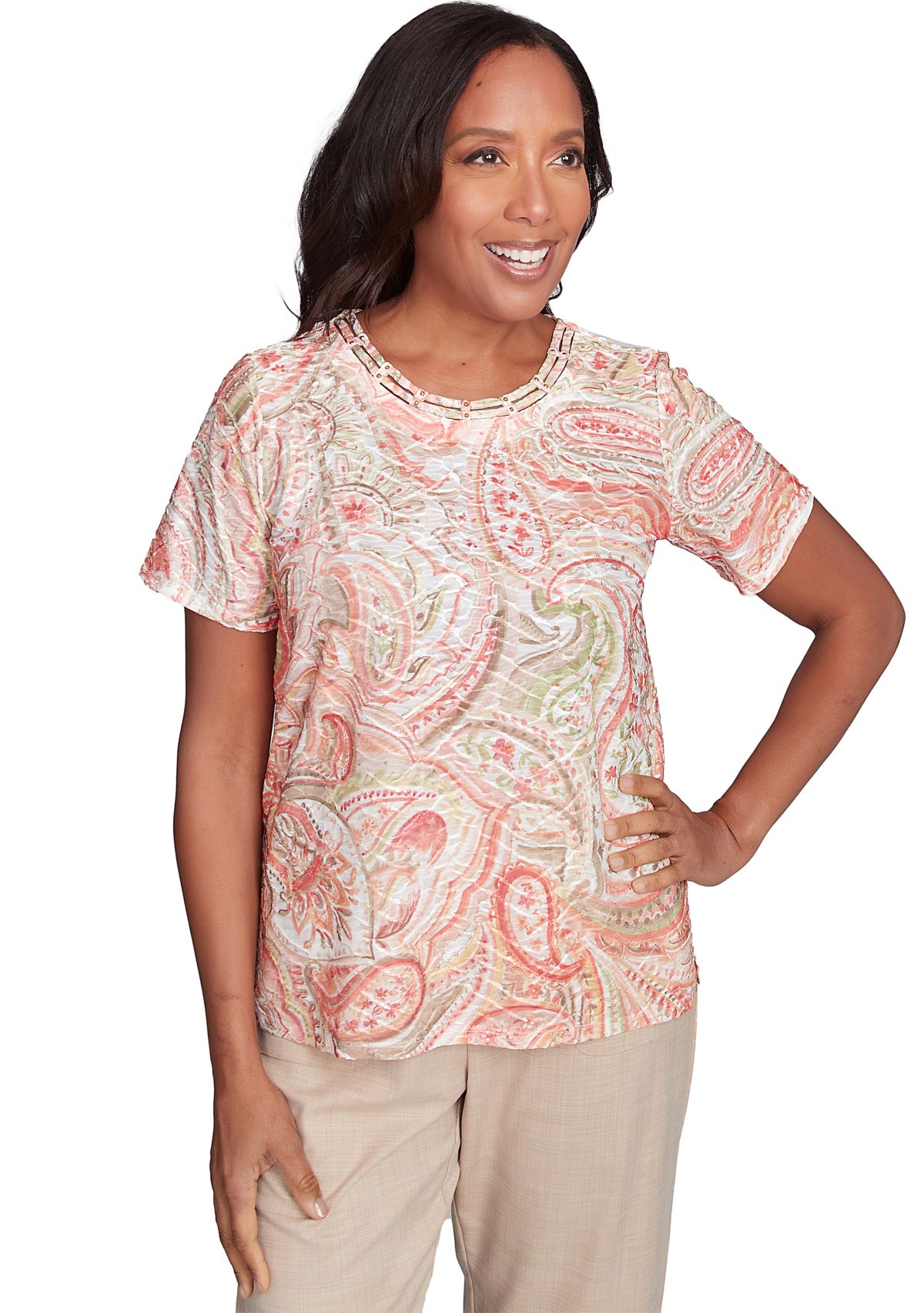 Petite Catalina Island Paisley Texture Top