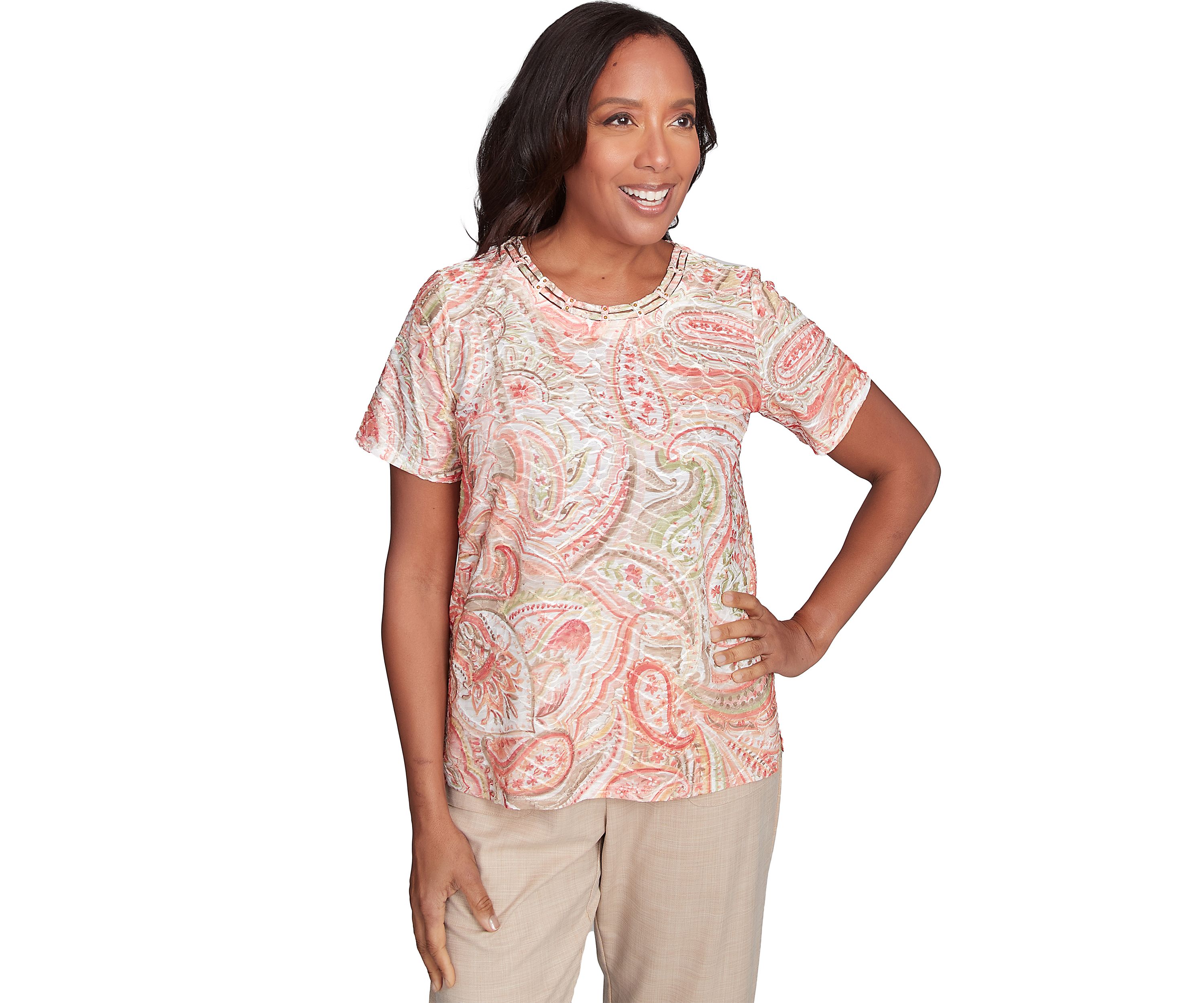 Petite Catalina Island Paisley Texture Top