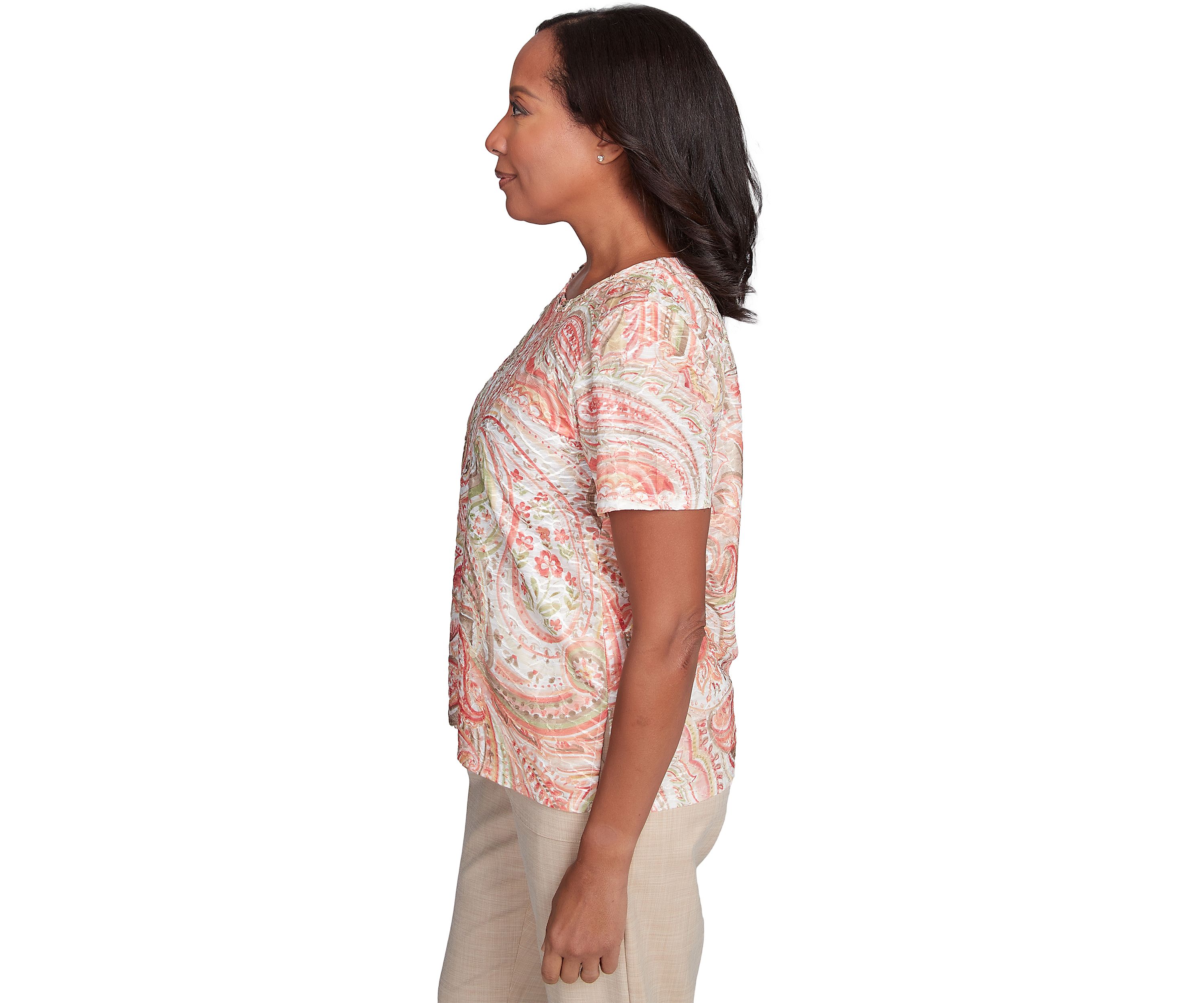 Petite Catalina Island Paisley Texture Top
