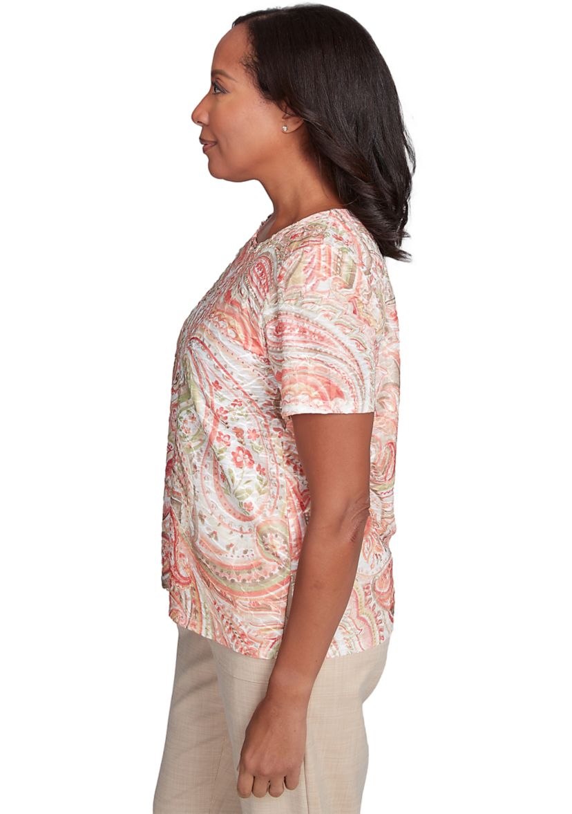 Petite Catalina Island Paisley Texture Top