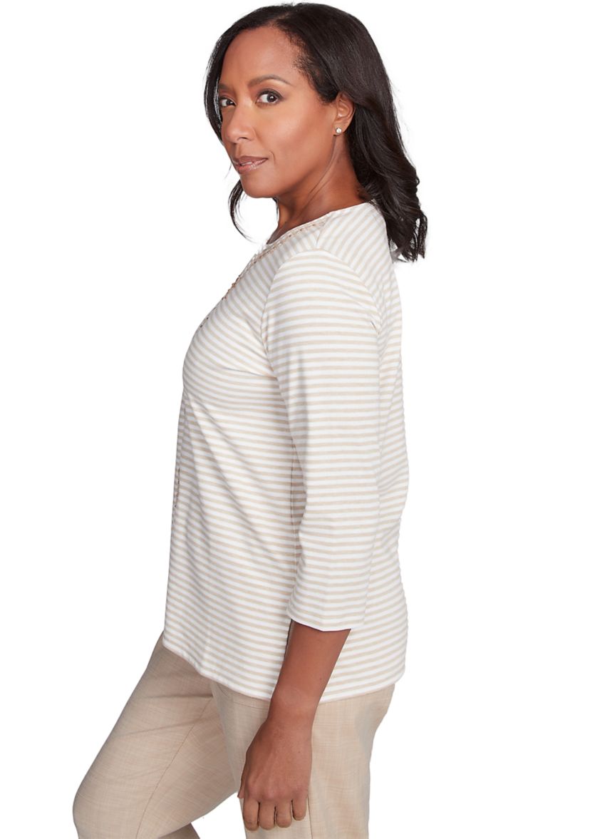 Petite Catalina Island Medallion Center Stripe Top