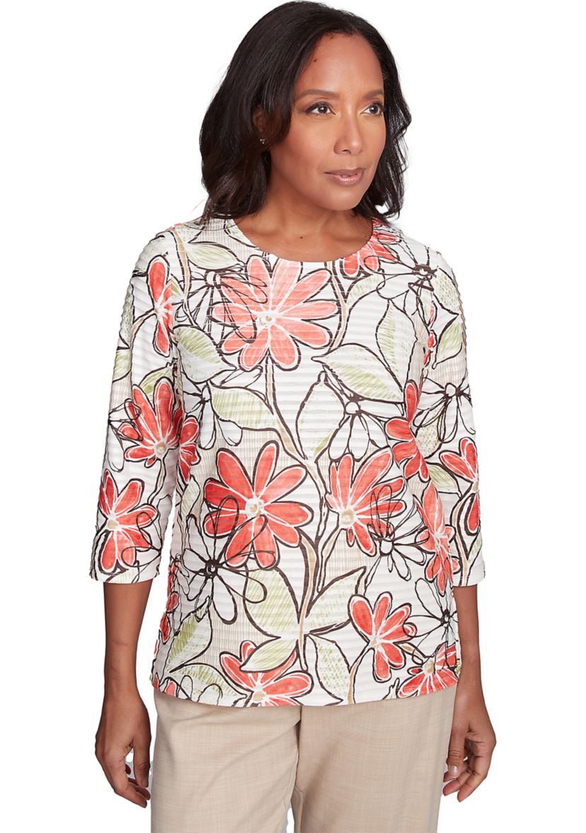 Petite Catalina Island Floral Texture Top 