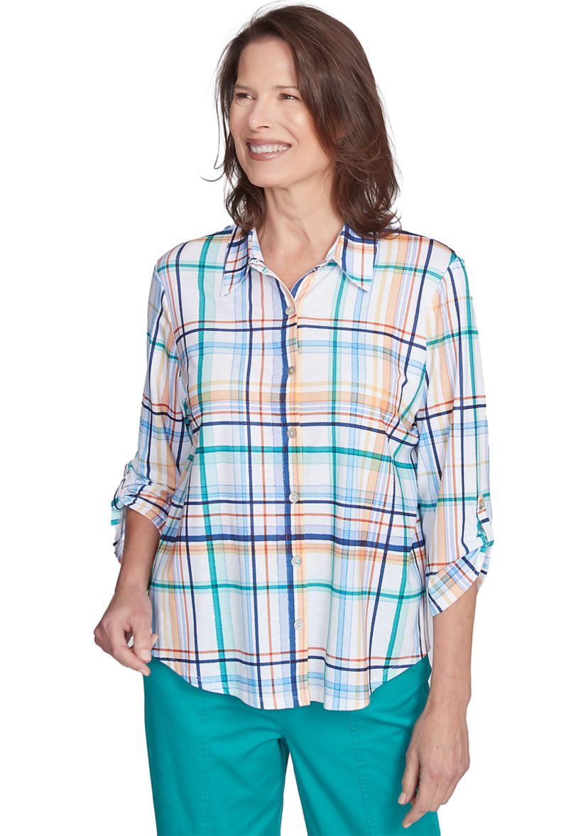 Womens Nantucket Plaid Knit Shirt