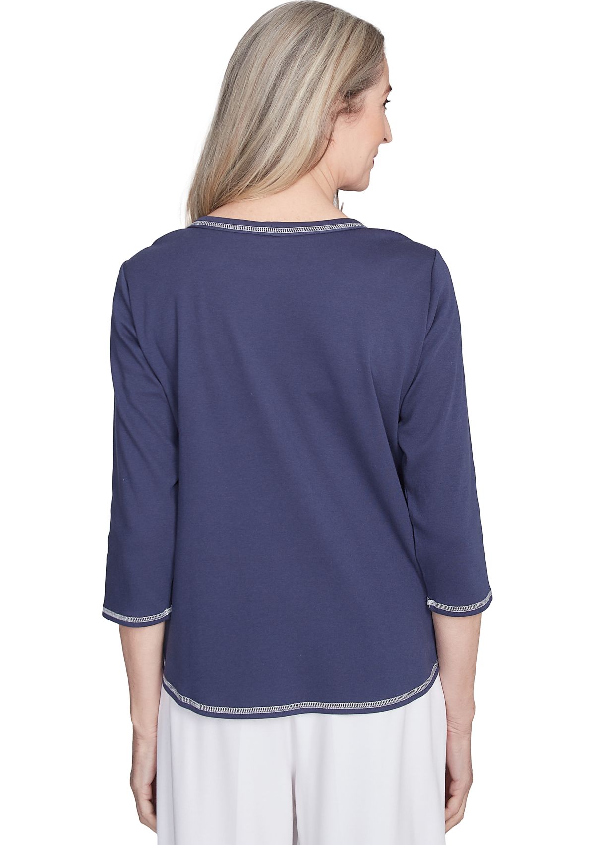 Womens  Nantucket Embroidered Asymmetric Floral Top