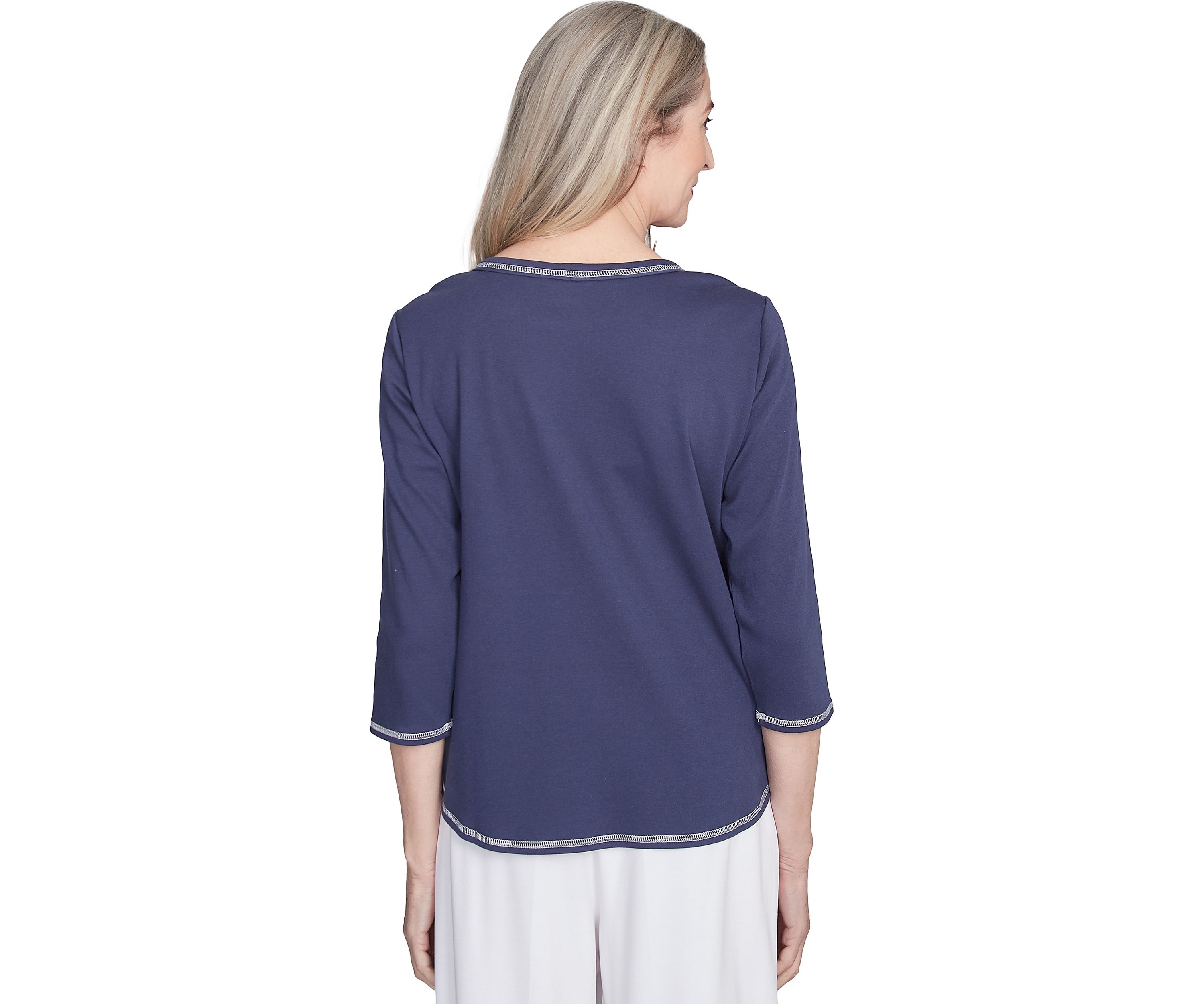 Womens  Nantucket Embroidered Asymmetric Floral Top