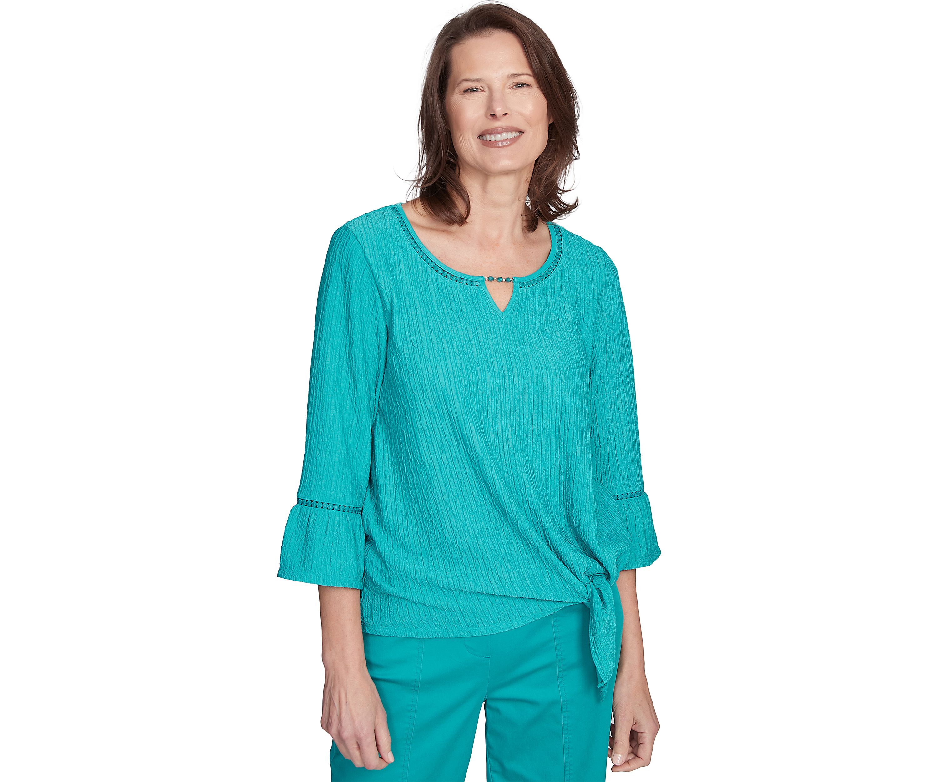 Womens Nantucket Texture Flutter Cuff Top