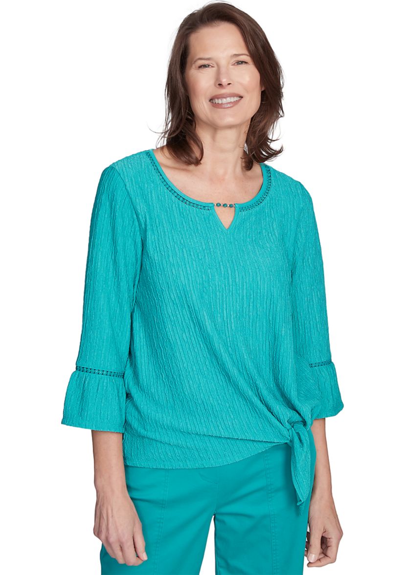 Womens Nantucket Texture Flutter Cuff Top