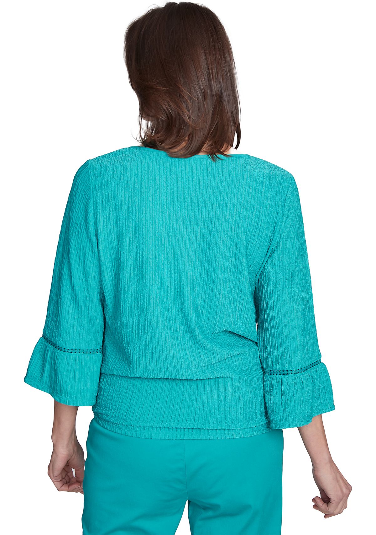 Womens Nantucket Texture Flutter Cuff Top