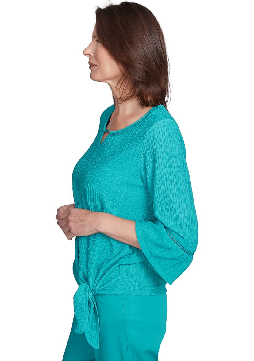 Womens Nantucket Texture Flutter Cuff Top