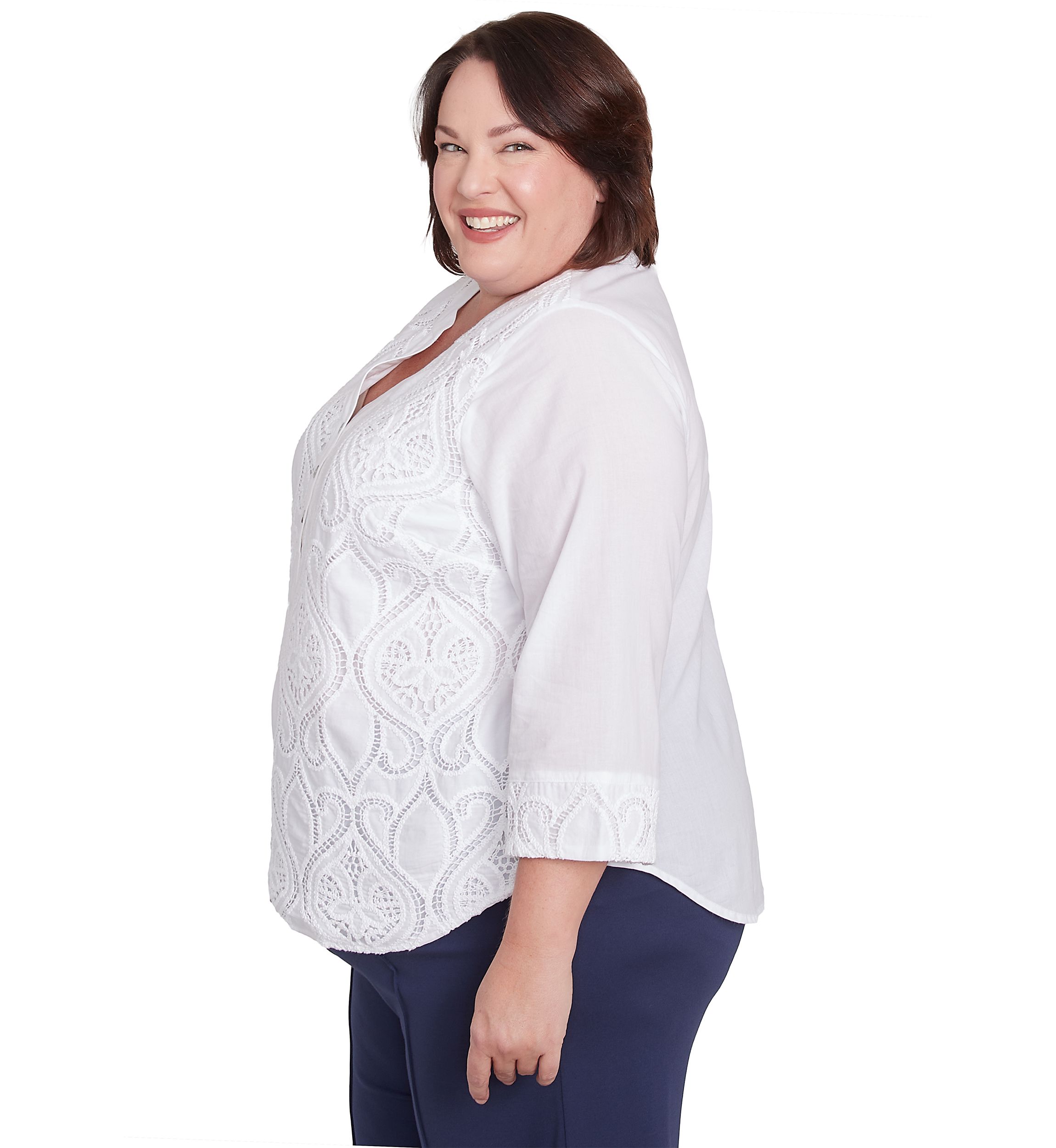 Plus Size Nantucket Lace Scroll Top