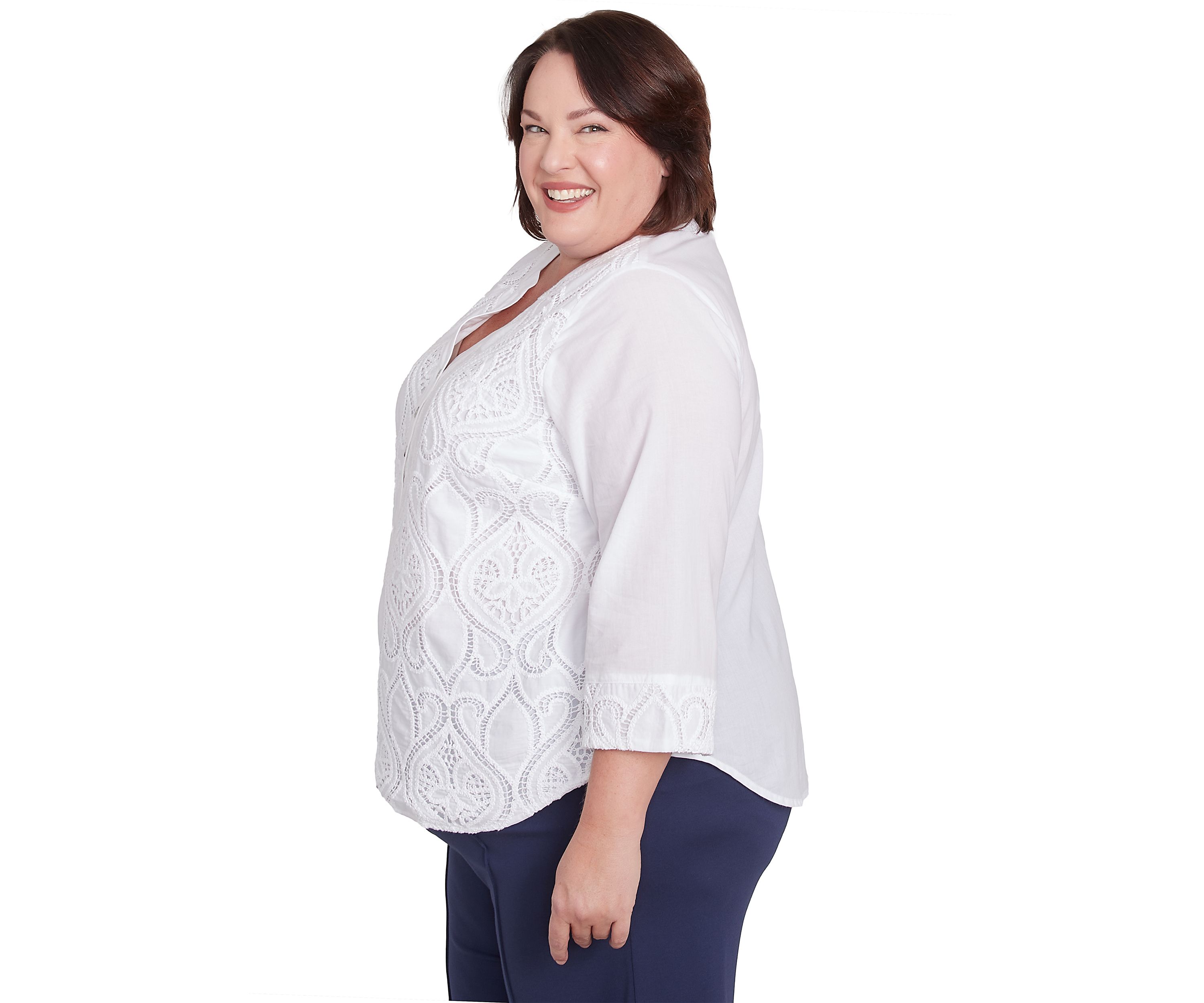 Plus Size Nantucket Lace Scroll Top