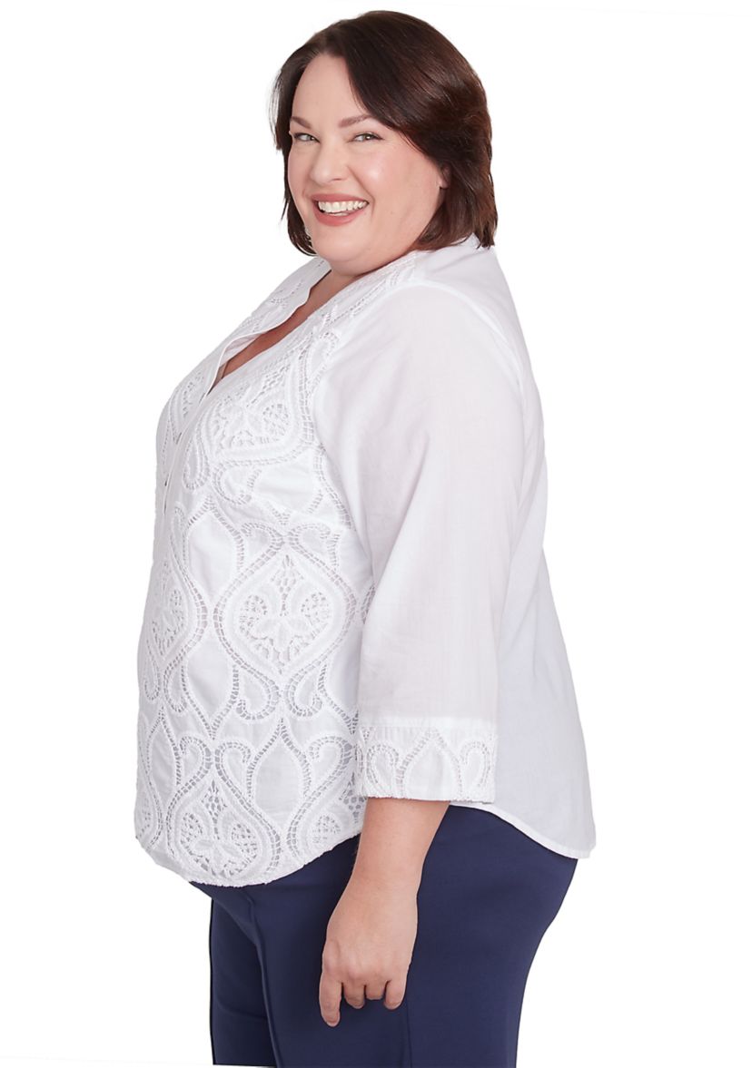 Plus Size Nantucket Lace Scroll Top