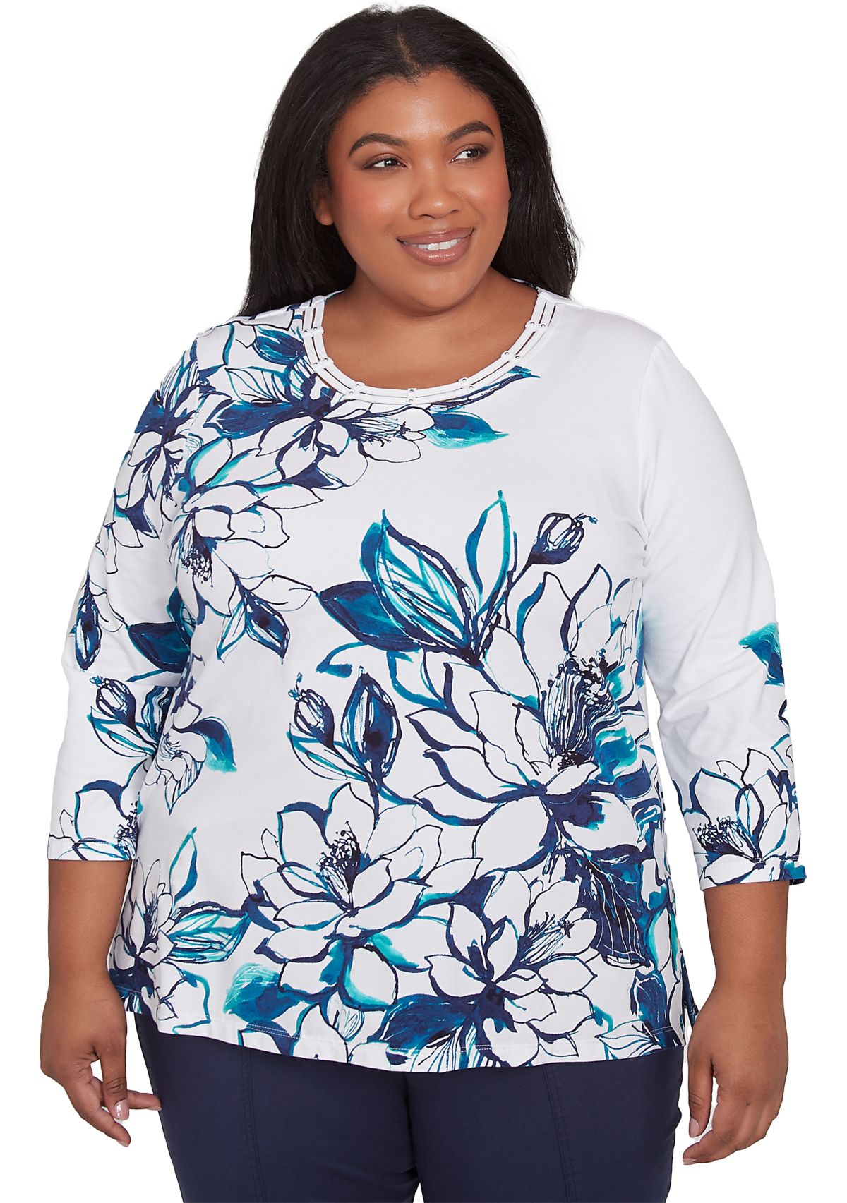 Plus Size Nantucket Fineline Floral Top