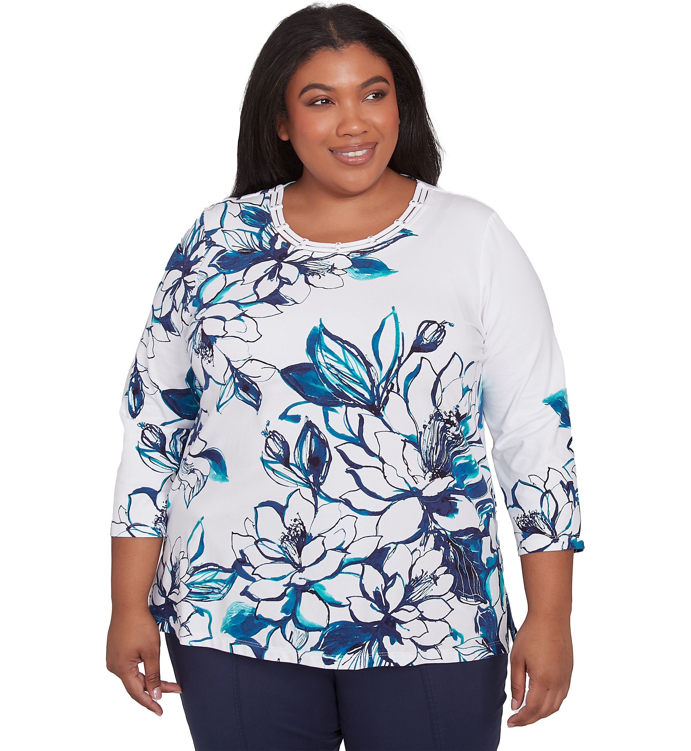 Plus Size Nantucket Fineline Floral Top