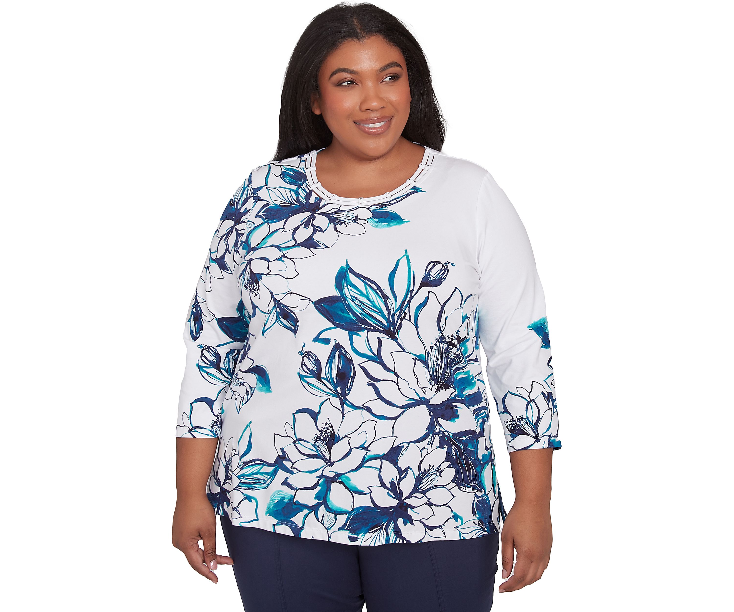 Plus Size Nantucket Fineline Floral Top