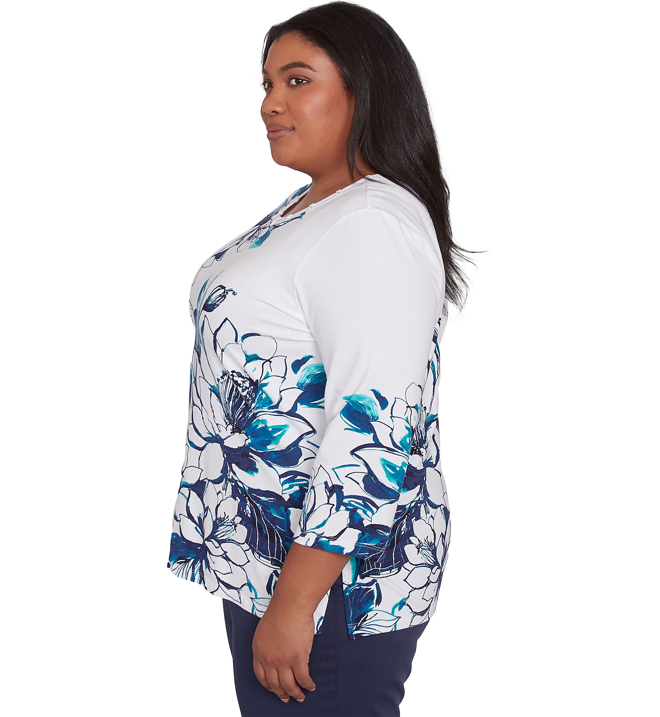 Plus Size Nantucket Fineline Floral Top