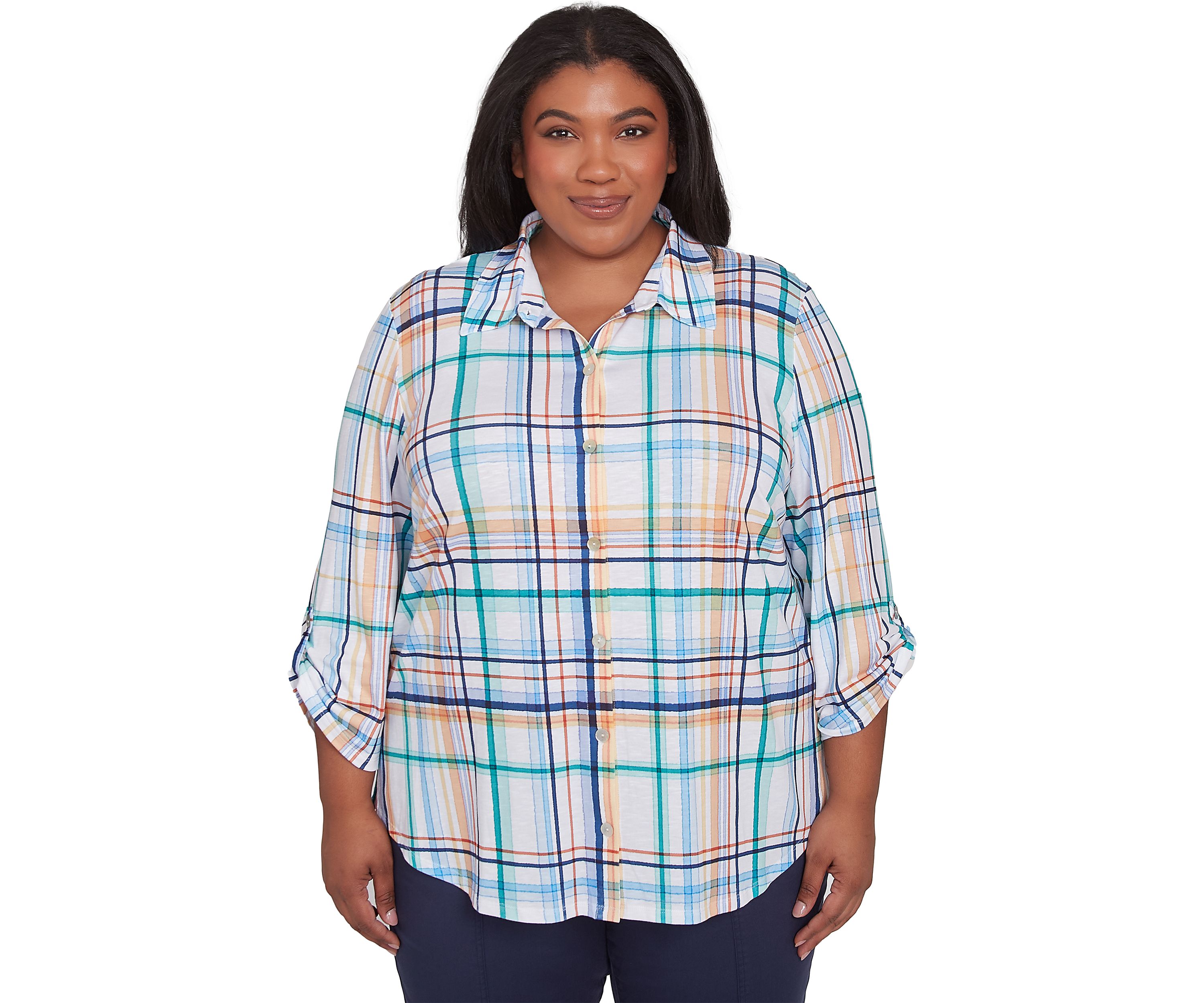 Plus Size Nantucket Plaid Knit Shirt