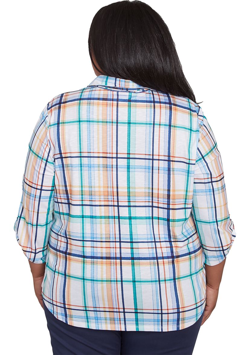 Plus Size Nantucket Plaid Knit Shirt
