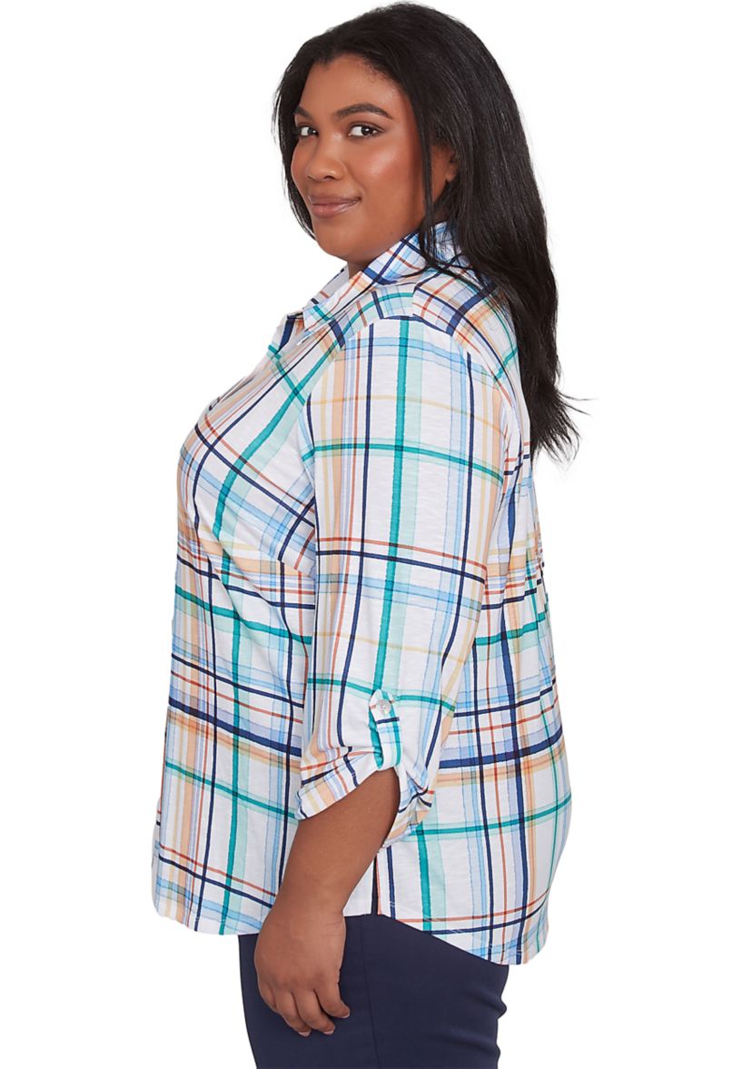 Plus Size Nantucket Plaid Knit Shirt