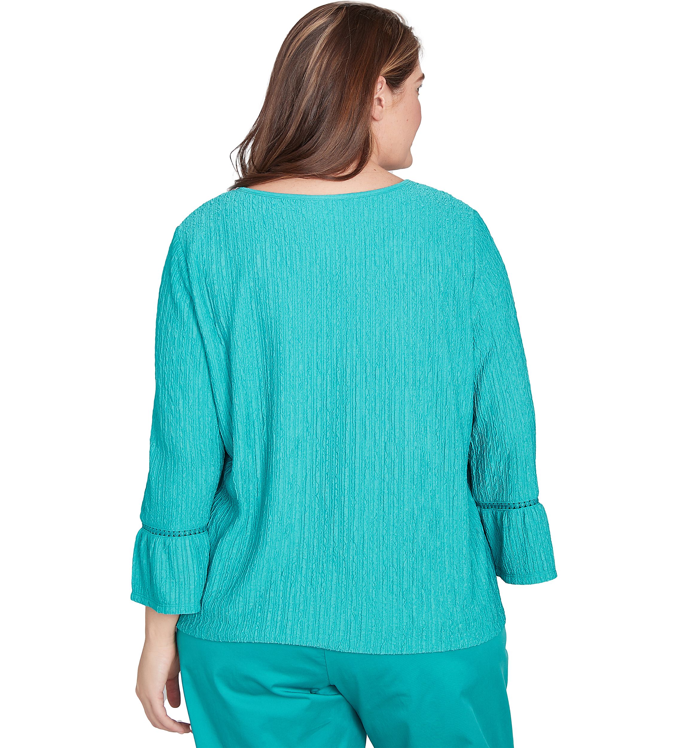 Plus Size Nantucket Texture Flutter Cuff Top
