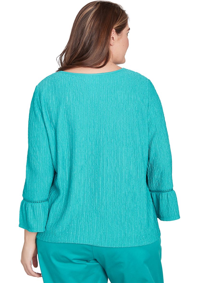 Plus Size Nantucket Texture Flutter Cuff Top