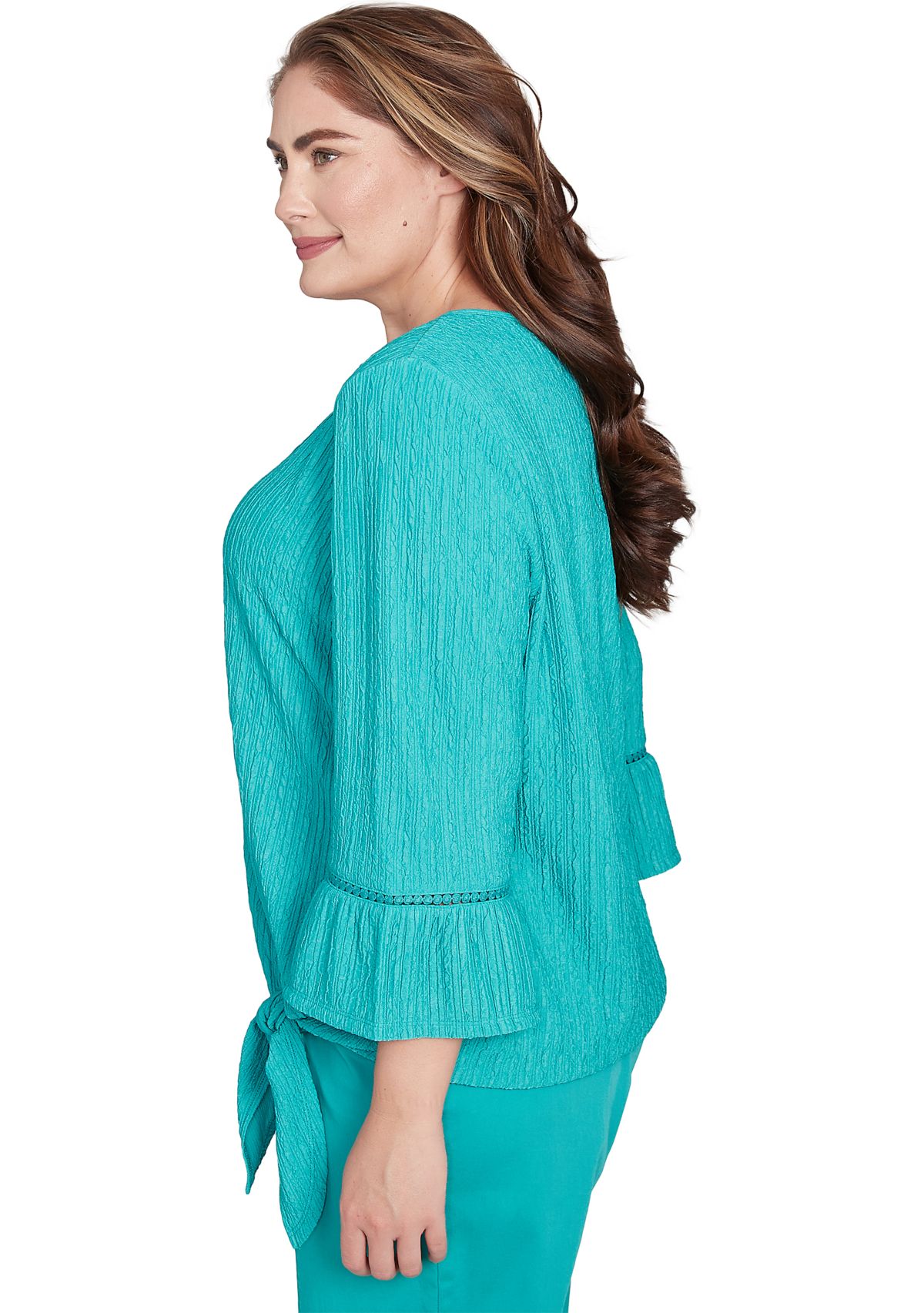 Plus Size Nantucket Texture Flutter Cuff Top