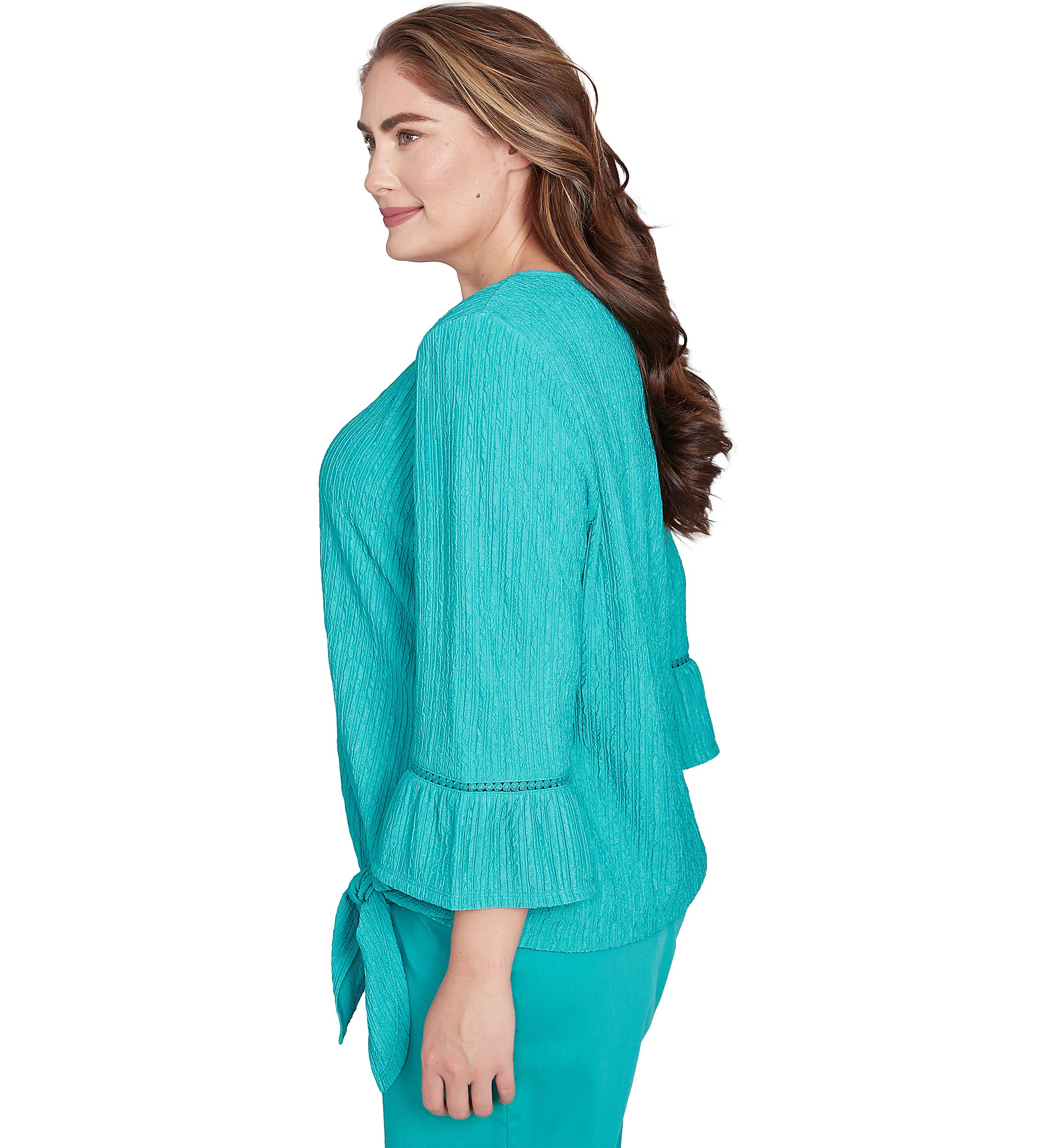Plus Size Nantucket Texture Flutter Cuff Top