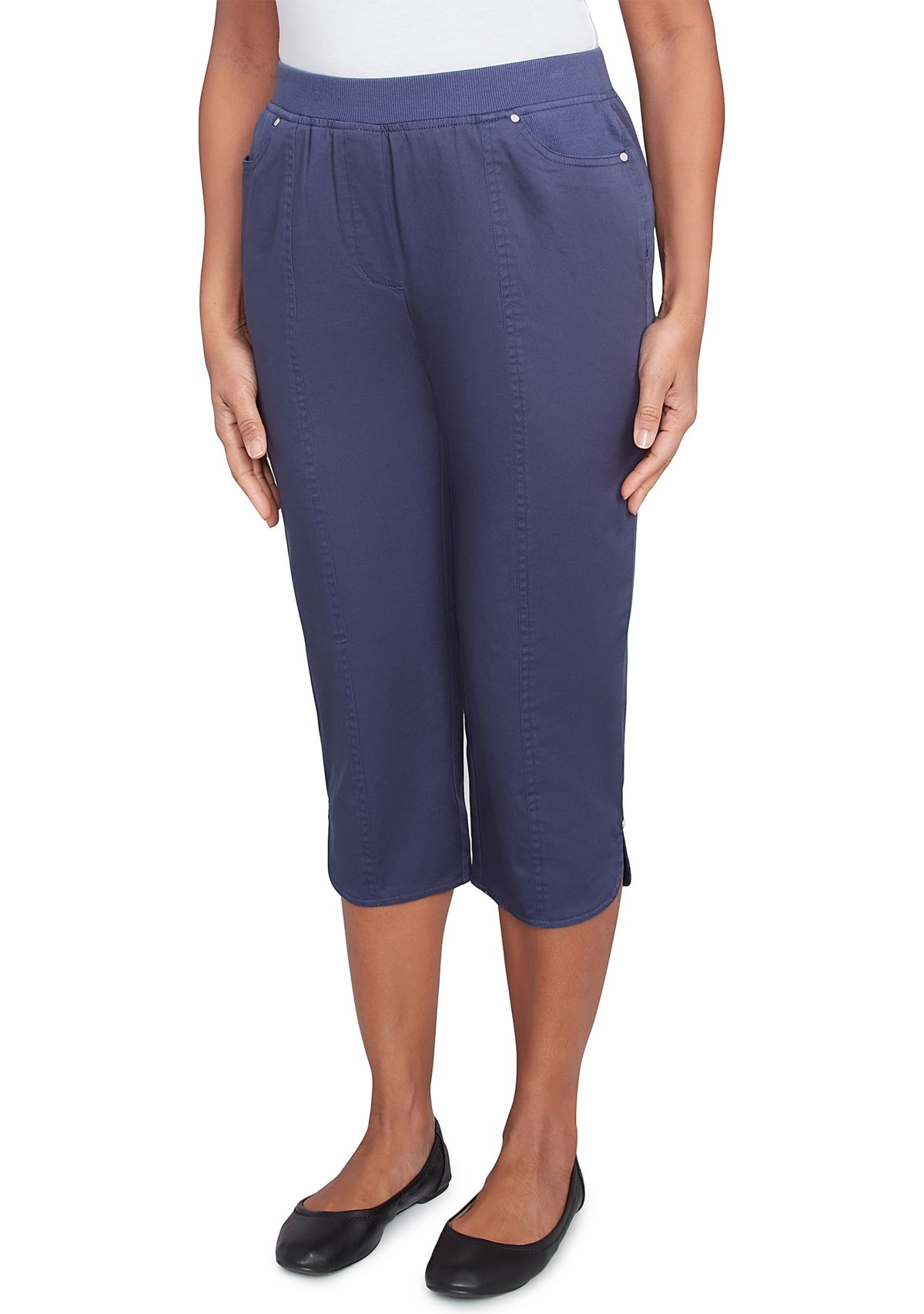 Petite Classics Denim Fringe Capri Pants