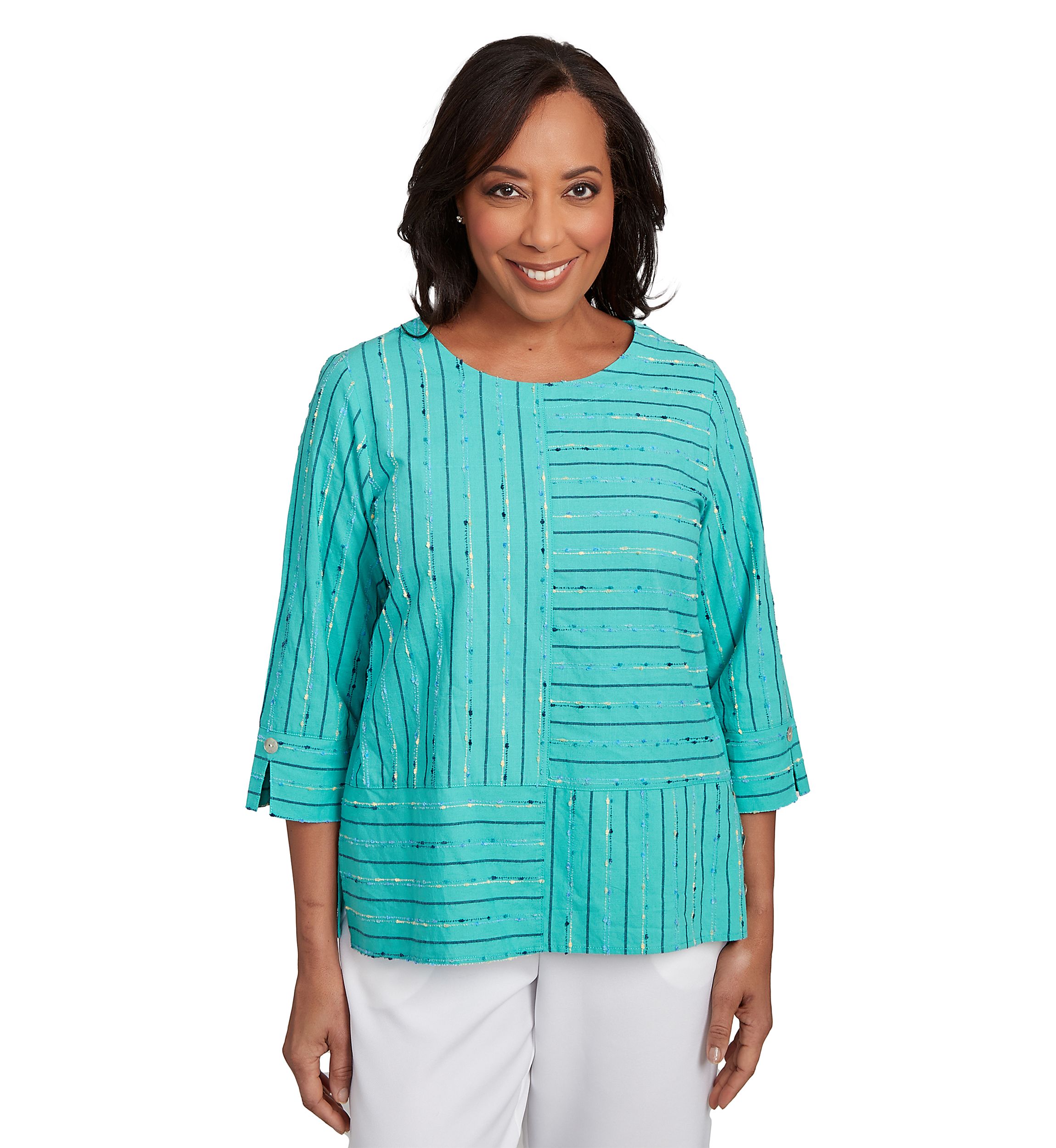 Petite Nantucket Spliced Texture Jacquard Top