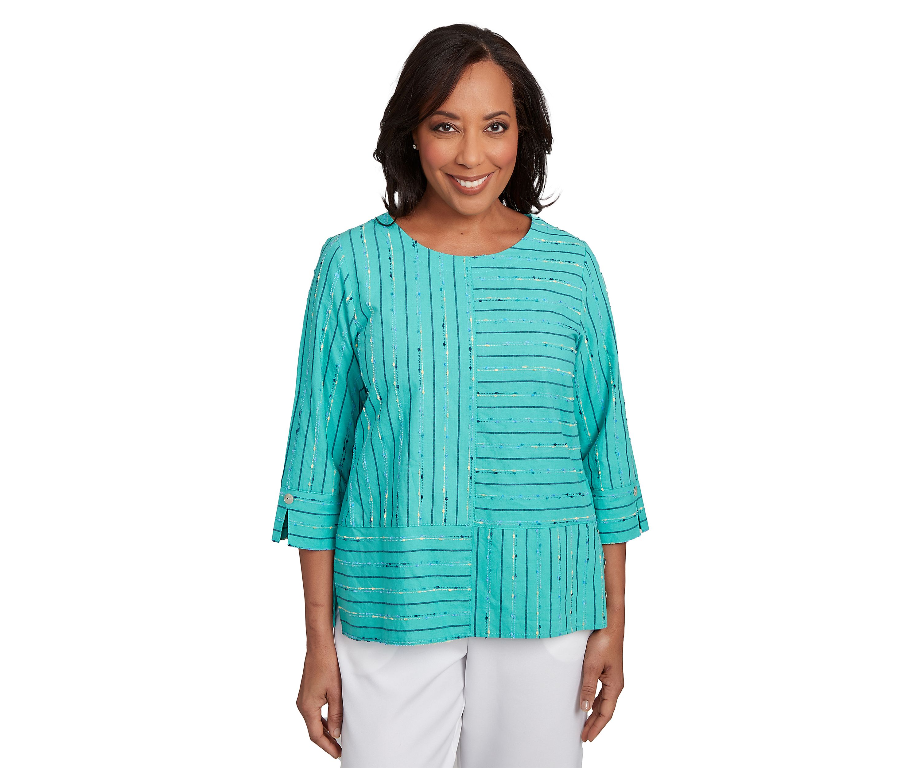 Petite Nantucket Spliced Texture Jacquard Top