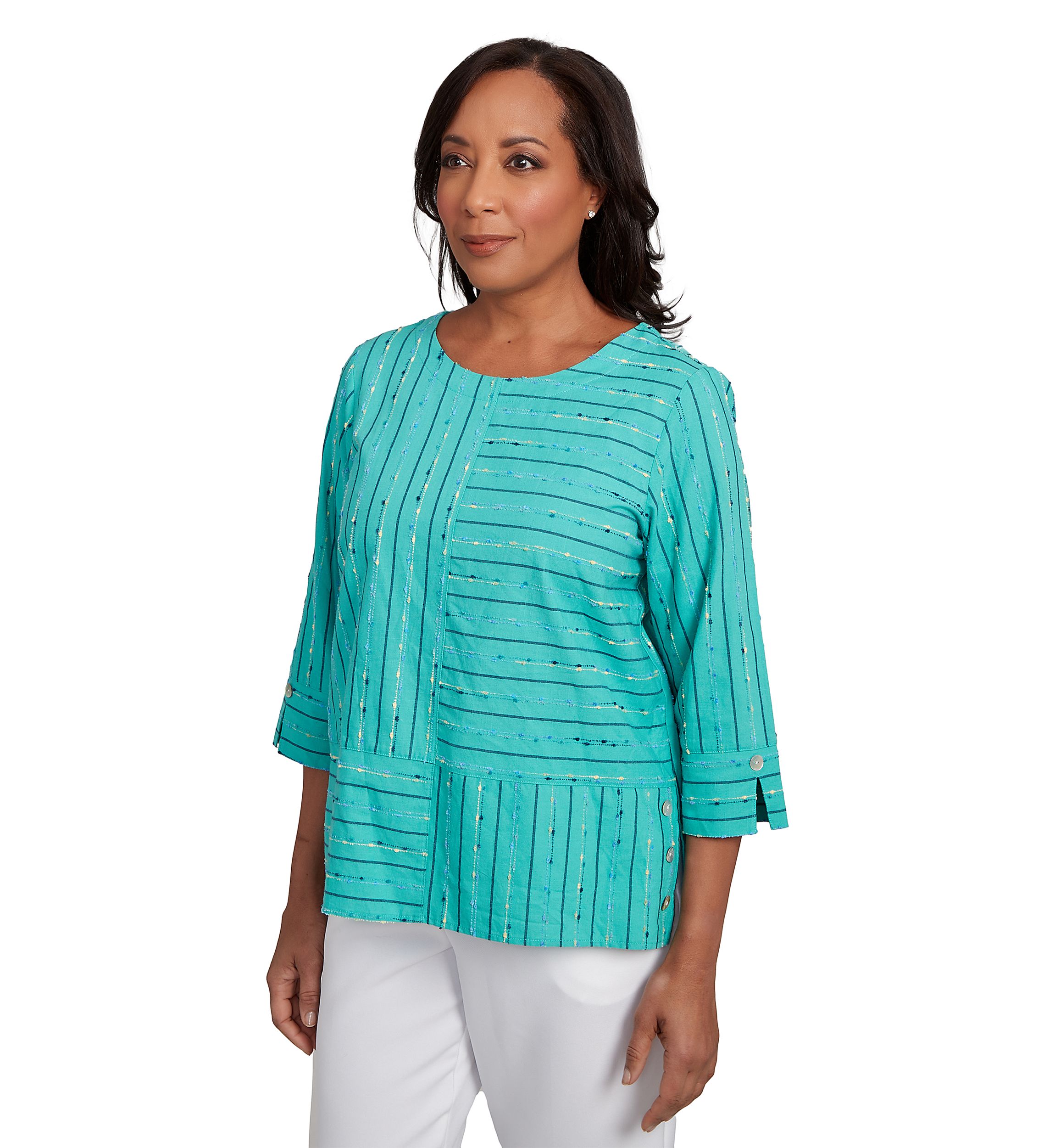 Petite Nantucket Spliced Texture Jacquard Top