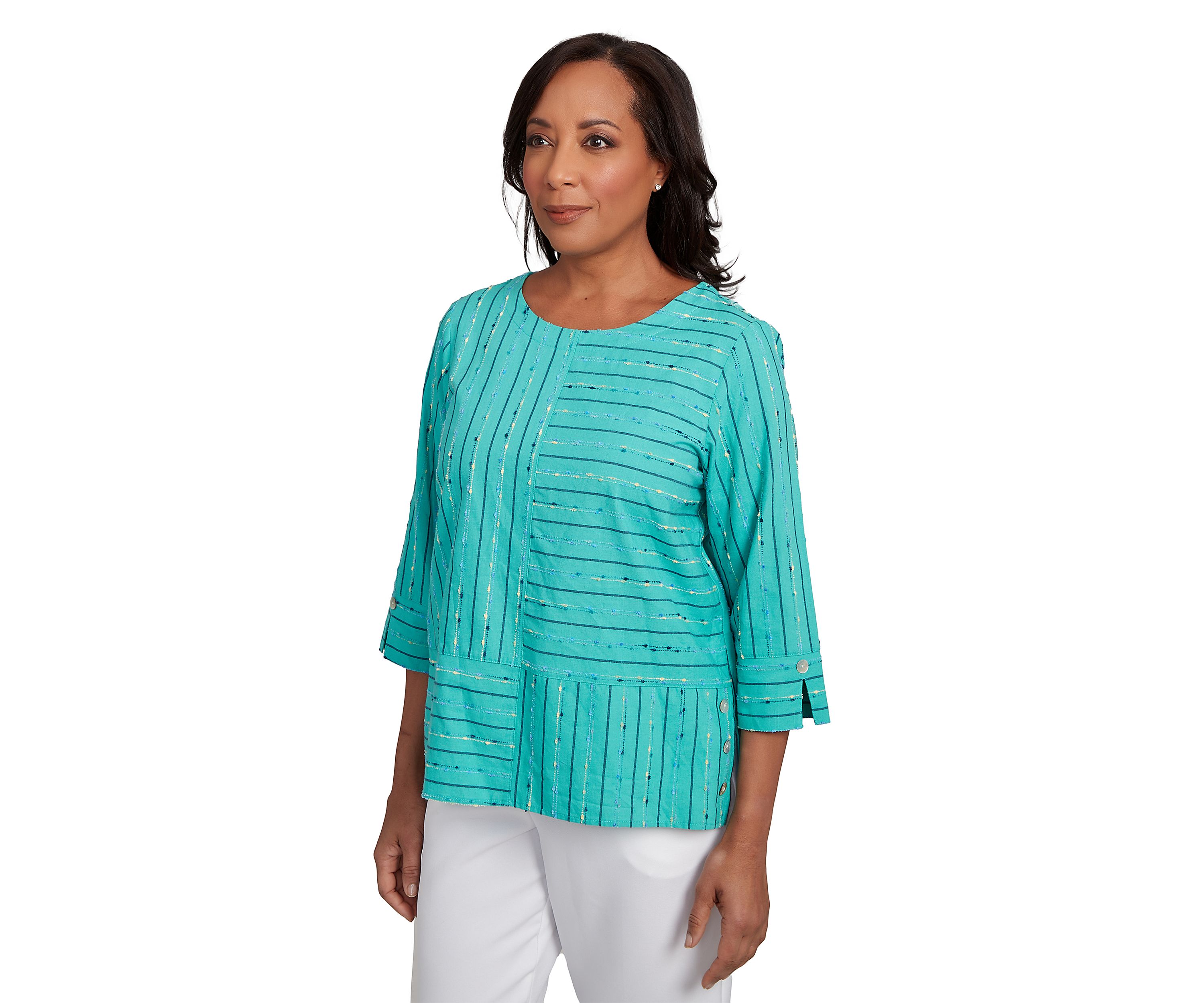 Petite Nantucket Spliced Texture Jacquard Top