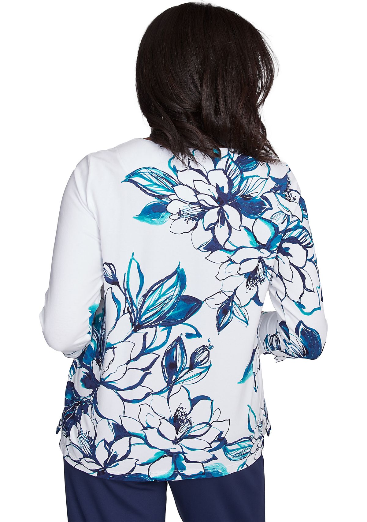 Petite Nantucket Fineline Floral Knit Top
