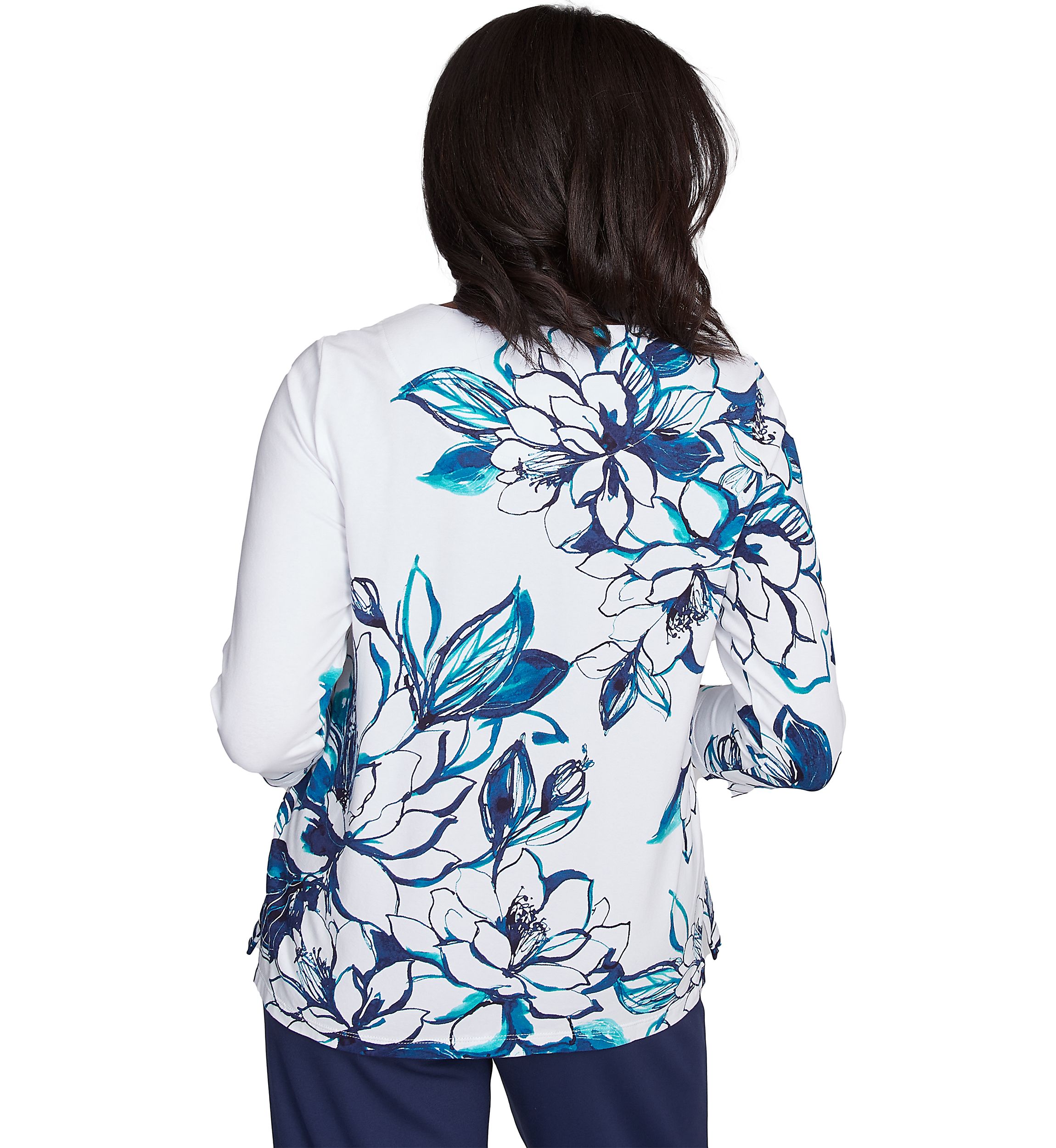 Petite Nantucket Fineline Floral Knit Top