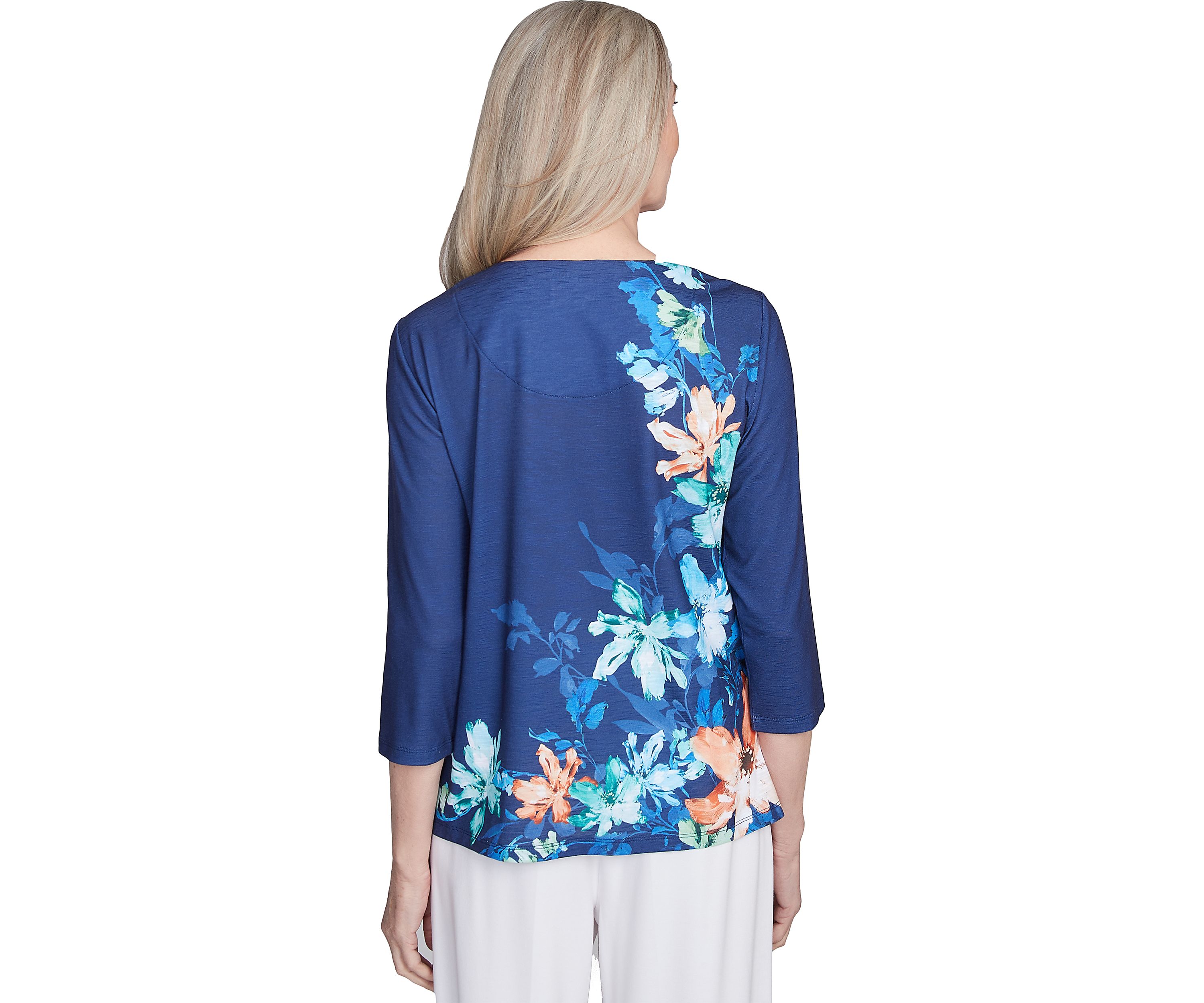 Petite Nantucket Asymmetric Flowers Top