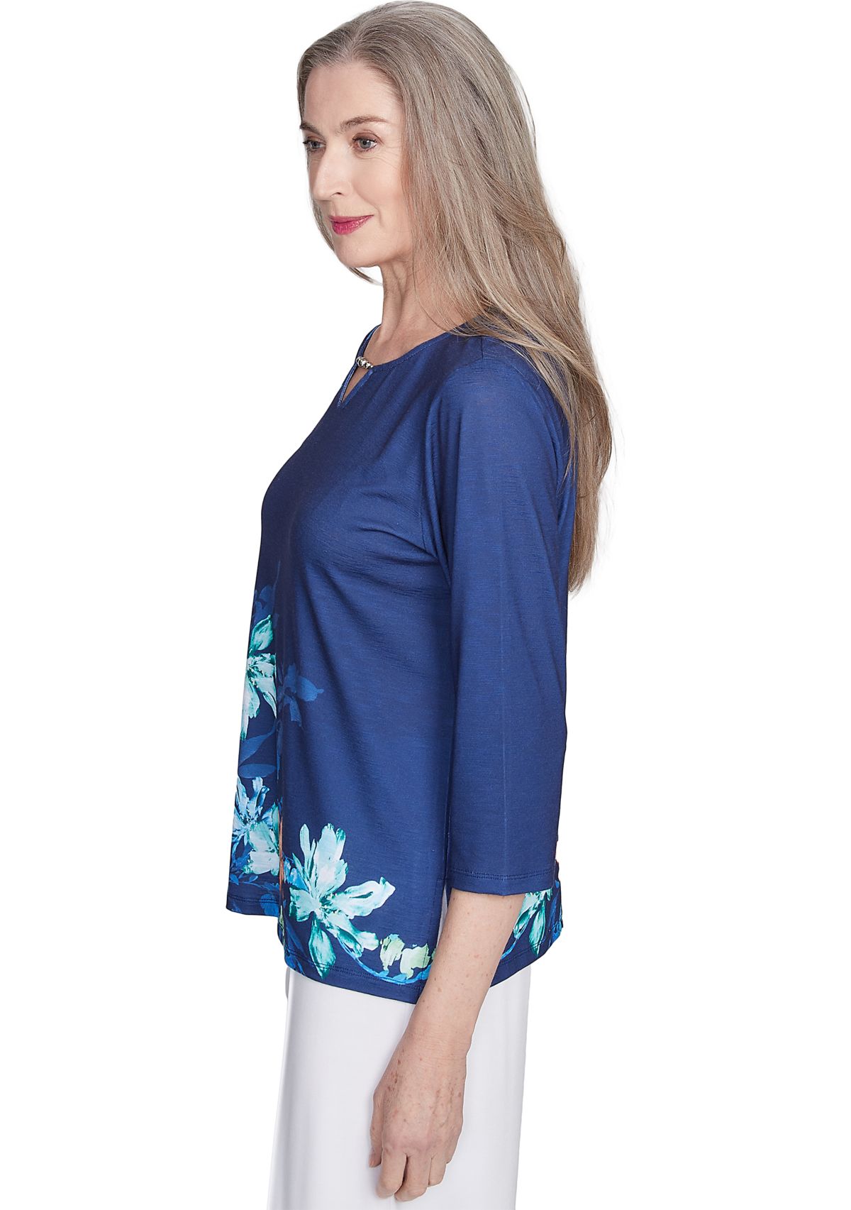 Petite Nantucket Asymmetric Flowers Top
