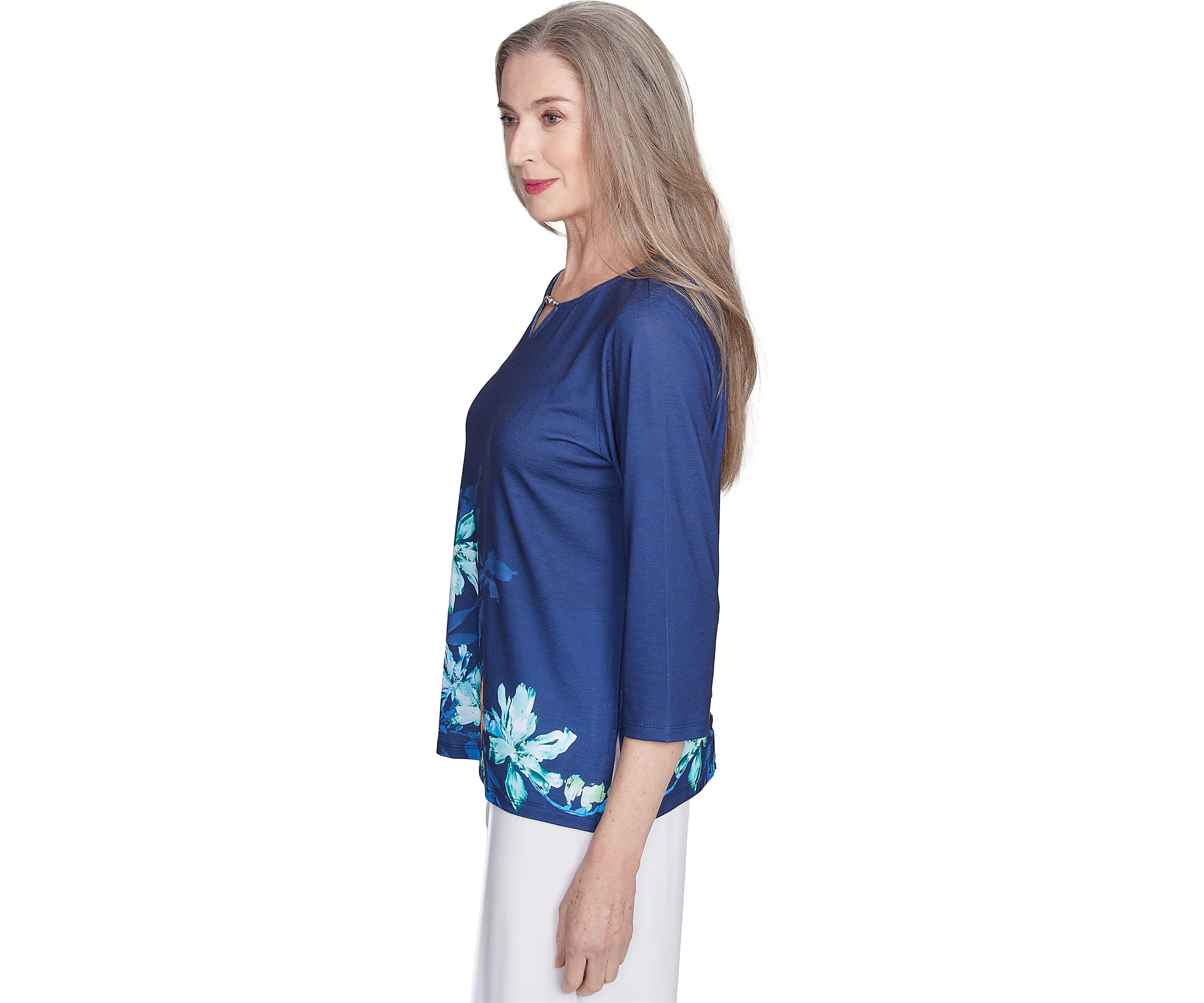 Petite Nantucket Asymmetric Flowers Top