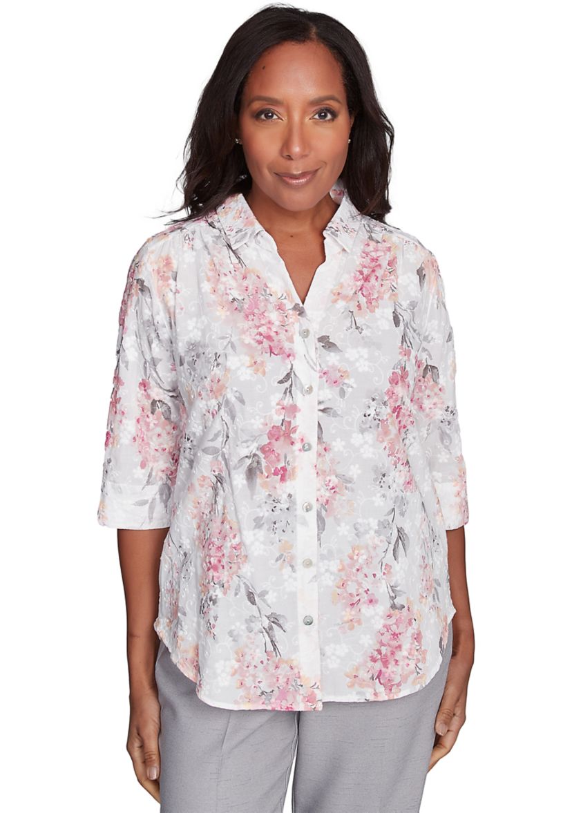 Womens Estate Of Mind Hydrangeas Eyelet Top