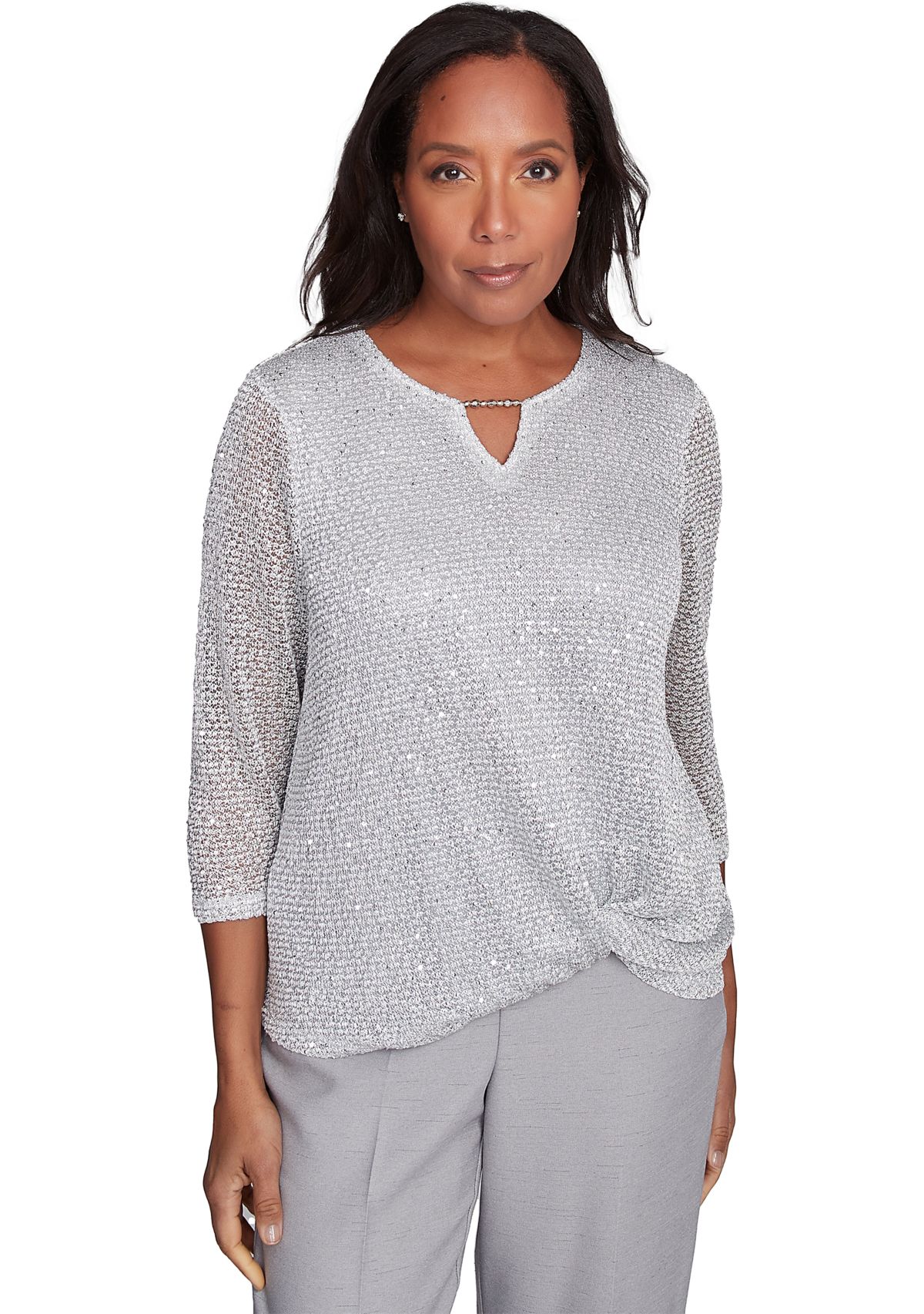 Womens Estate Of Mind Sequin Texture Top