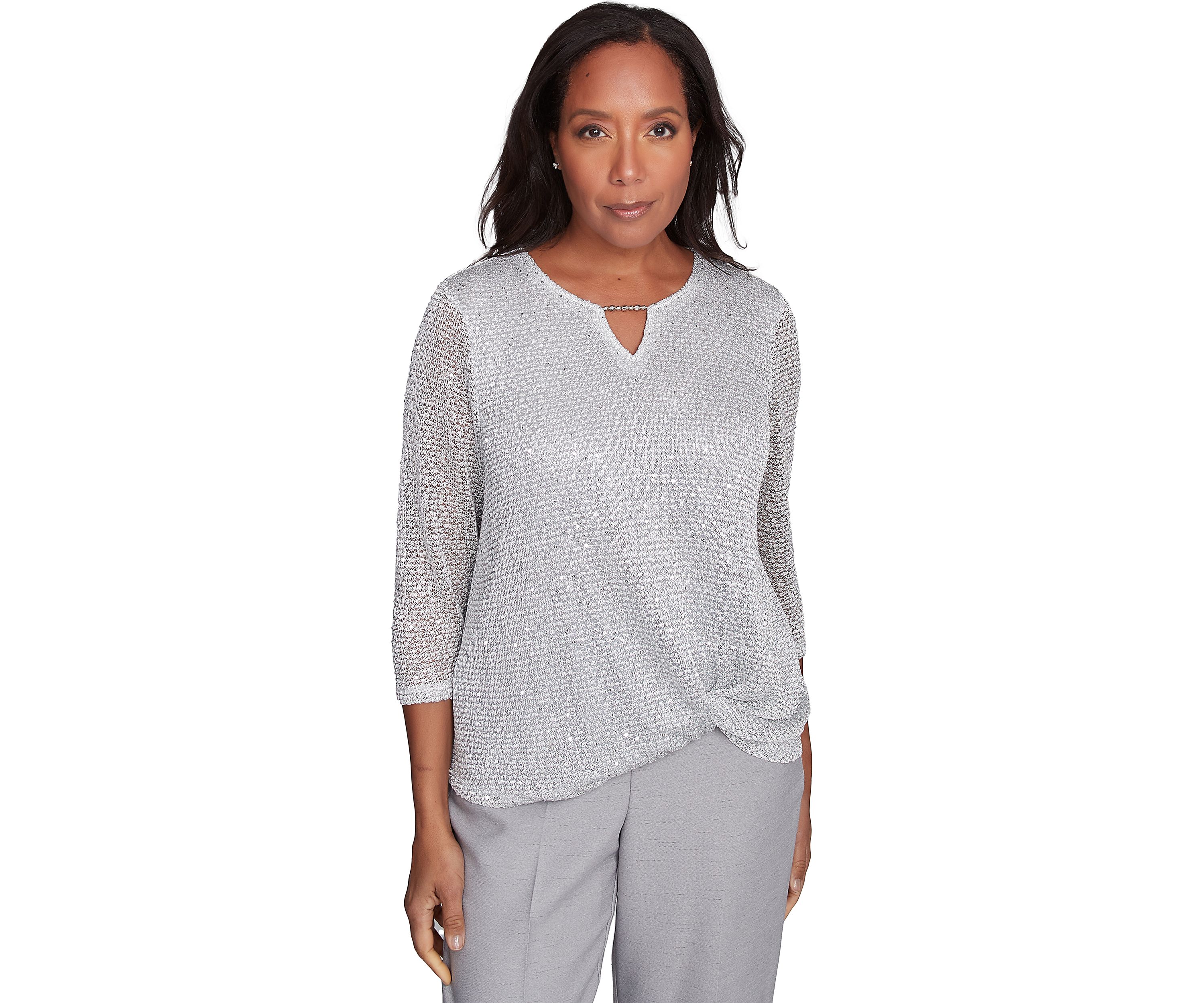 Womens Estate Of Mind Sequin Texture Top