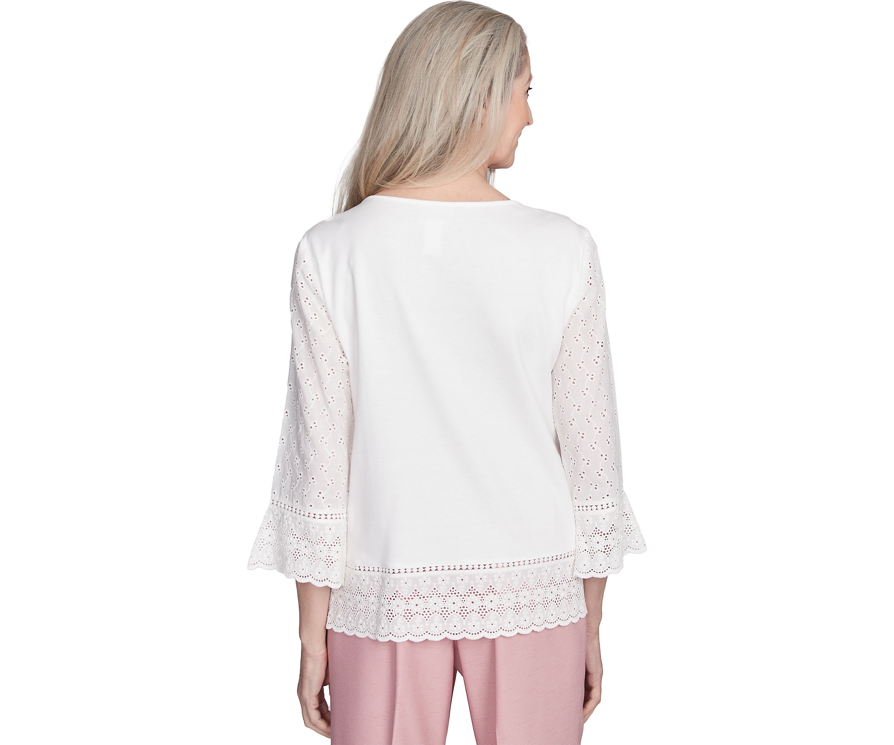 Womens Estate Of Mind Floral Embroidery Top with Eyelet Trim