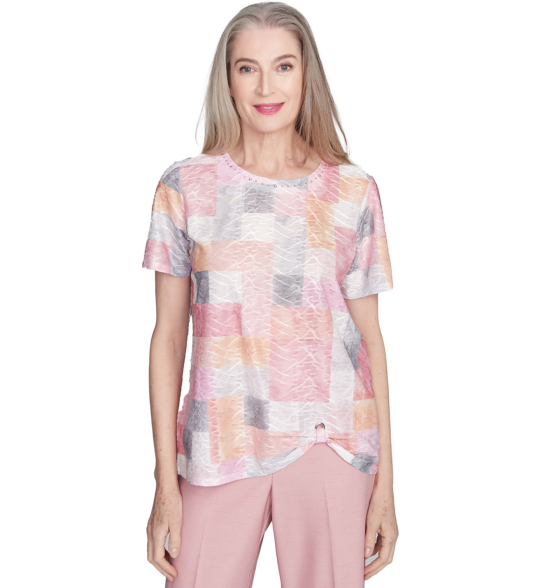 Womens Estate Of Mind Color Block Texture Top