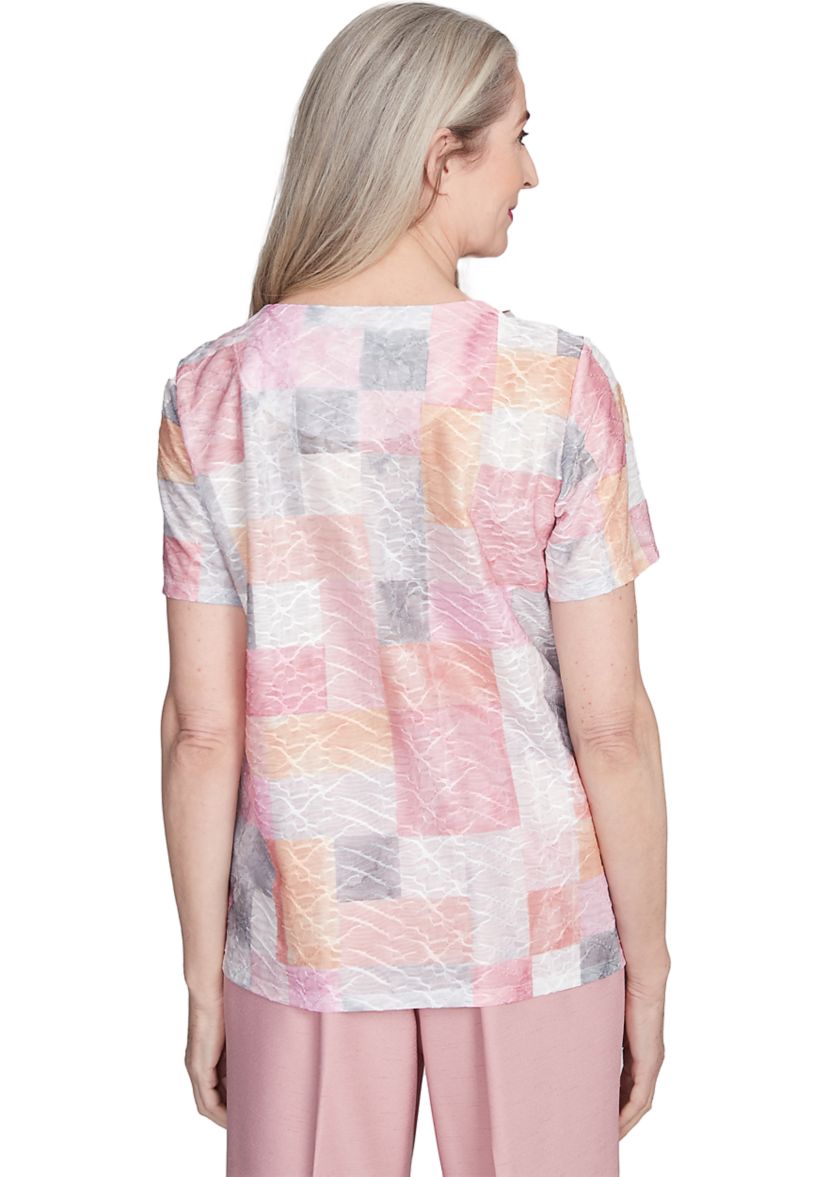 Womens Estate Of Mind Color Block Texture Top