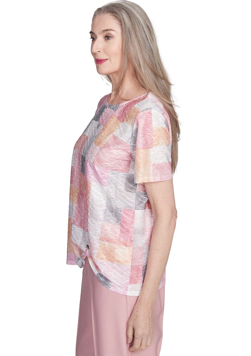 Womens Estate Of Mind Color Block Texture Top