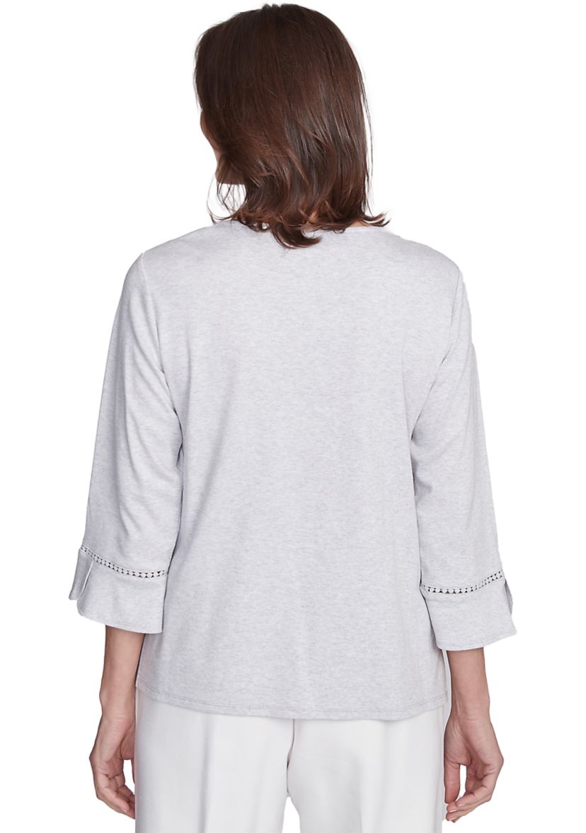 Womens Estate Of Mind Scroll Embroidered Yoke Top