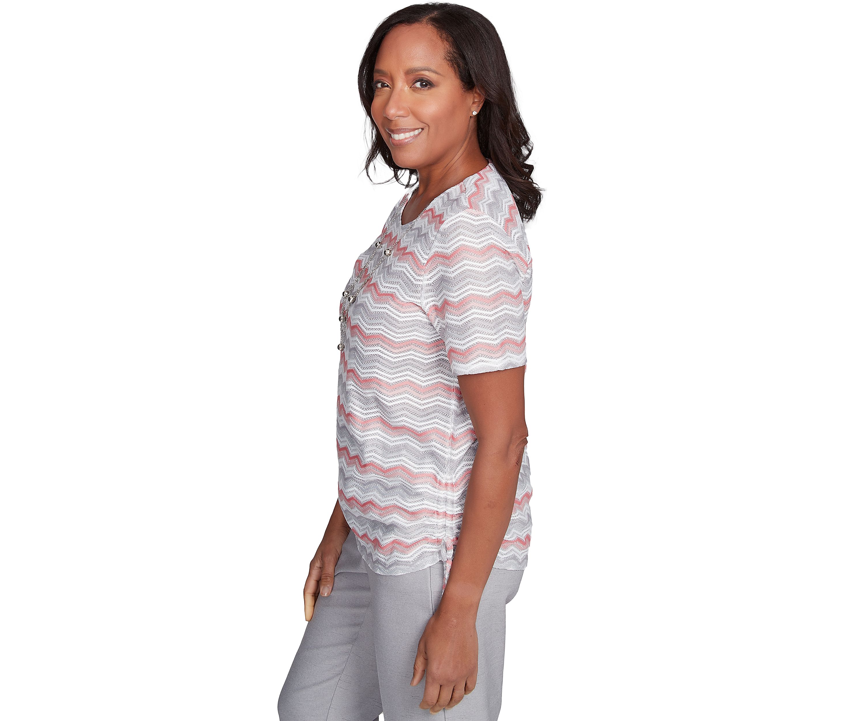 Womens Estate Of Mind Shimmer Chevron Top