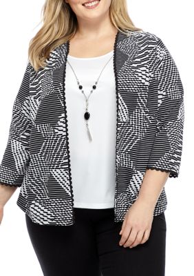 Alfred Dunner Plus Size Jacket Blouse with Detachable Necklace | belk