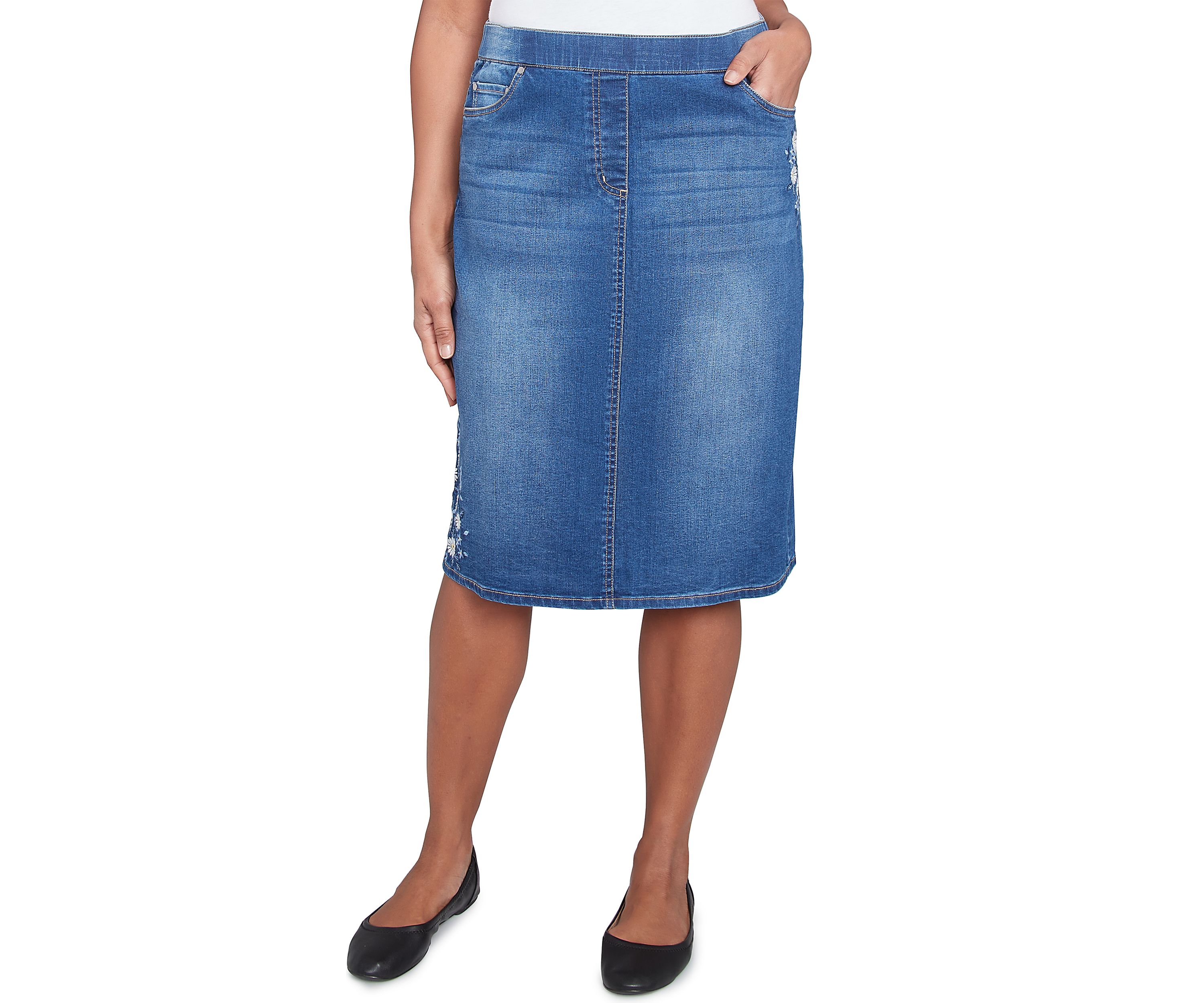 Womens Flower Power Embroidered Skirt