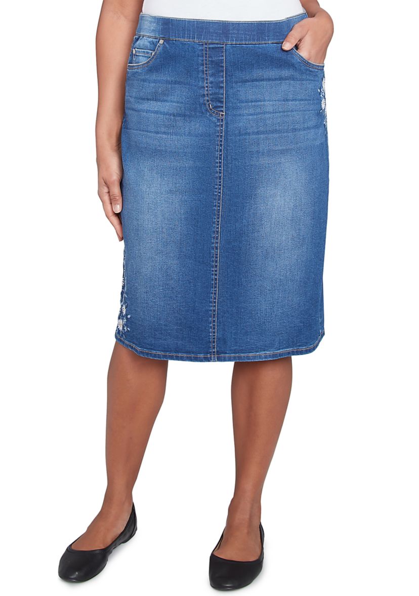 Womens Flower Power Embroidered Skirt